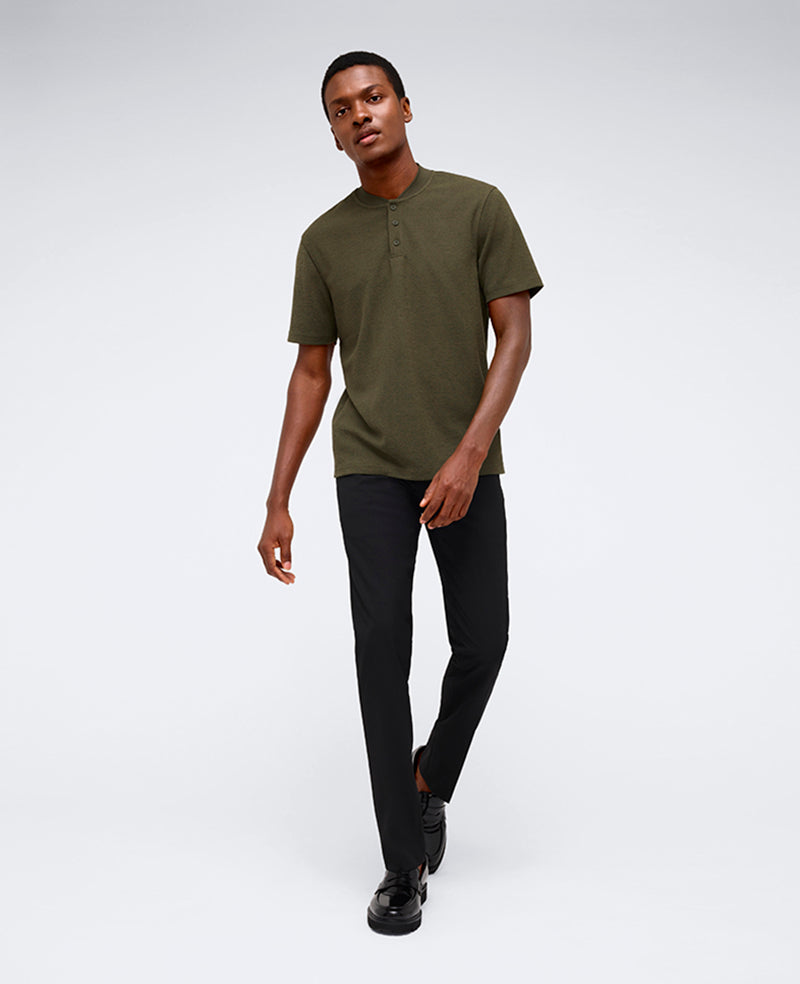 Kenneth Cole Reaction Clothing Performance Band-Collar Henley maglia verde scuro stretch