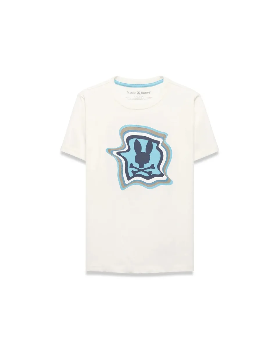 Psycho Bunny Kids Tees Kids' Klaus Pima Graphic Tee maglietta ecru cotone Pima