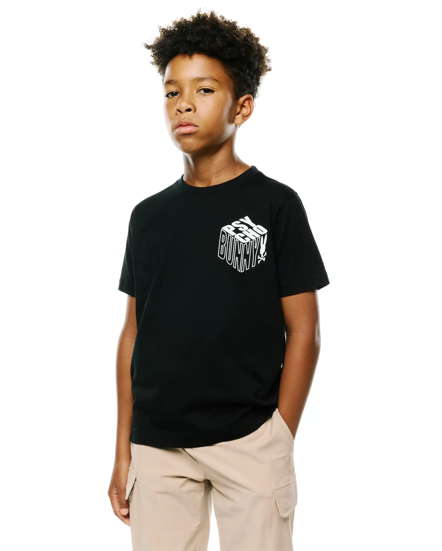 Psycho Bunny Kids Tees Conan Pima Graphic Tee maglietta nera in cotone Pima