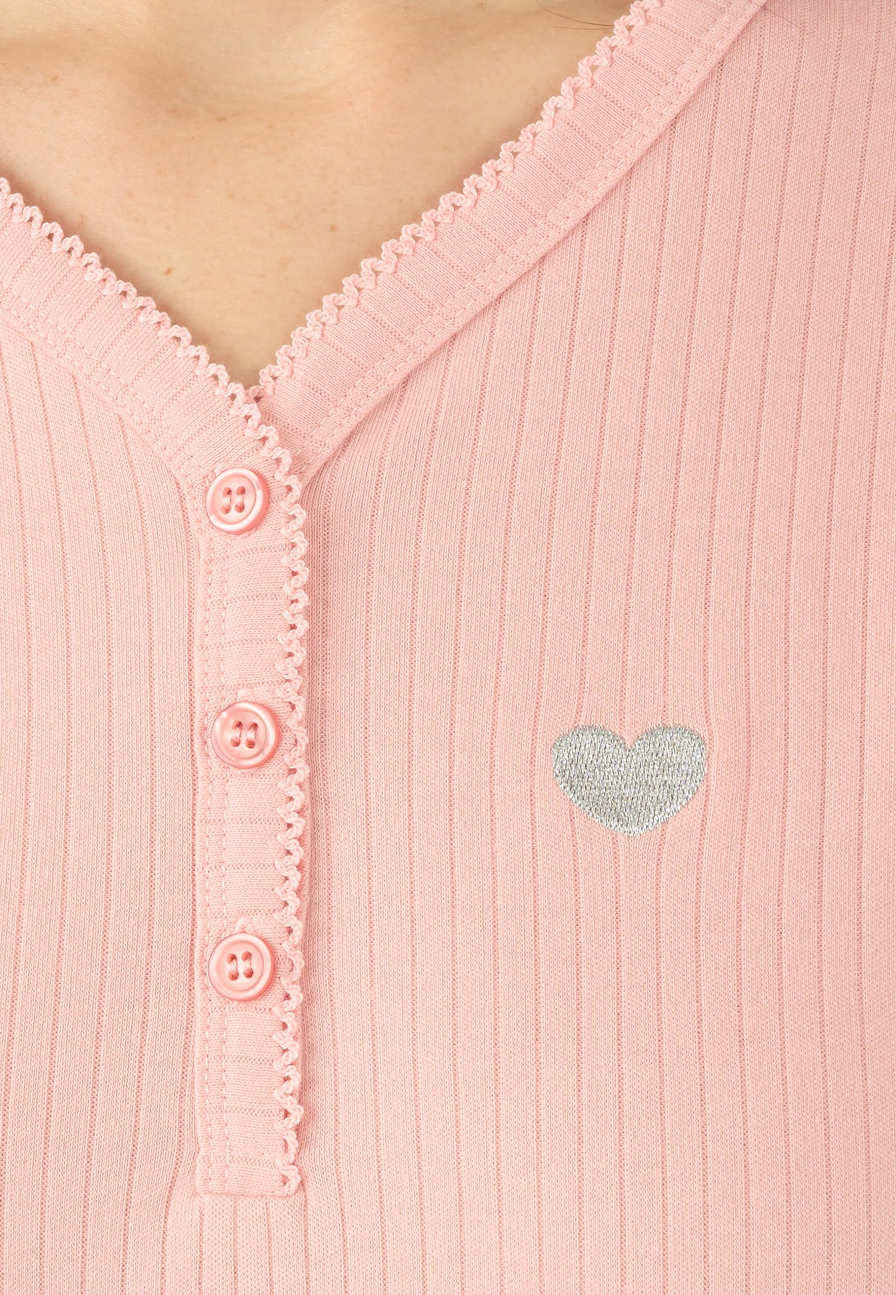 Damart Homewear Camicia da notte in maglia Interlock a costine donna