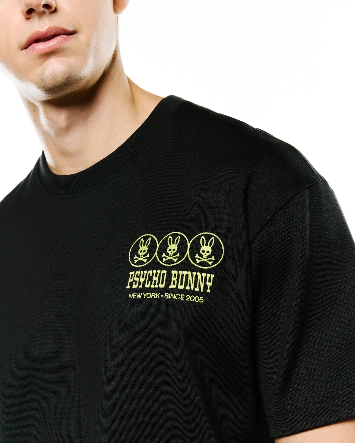 Psycho Bunny Men's Tees Nathaniel Oversized Pima Tee maglietta nera in cotone Pima
