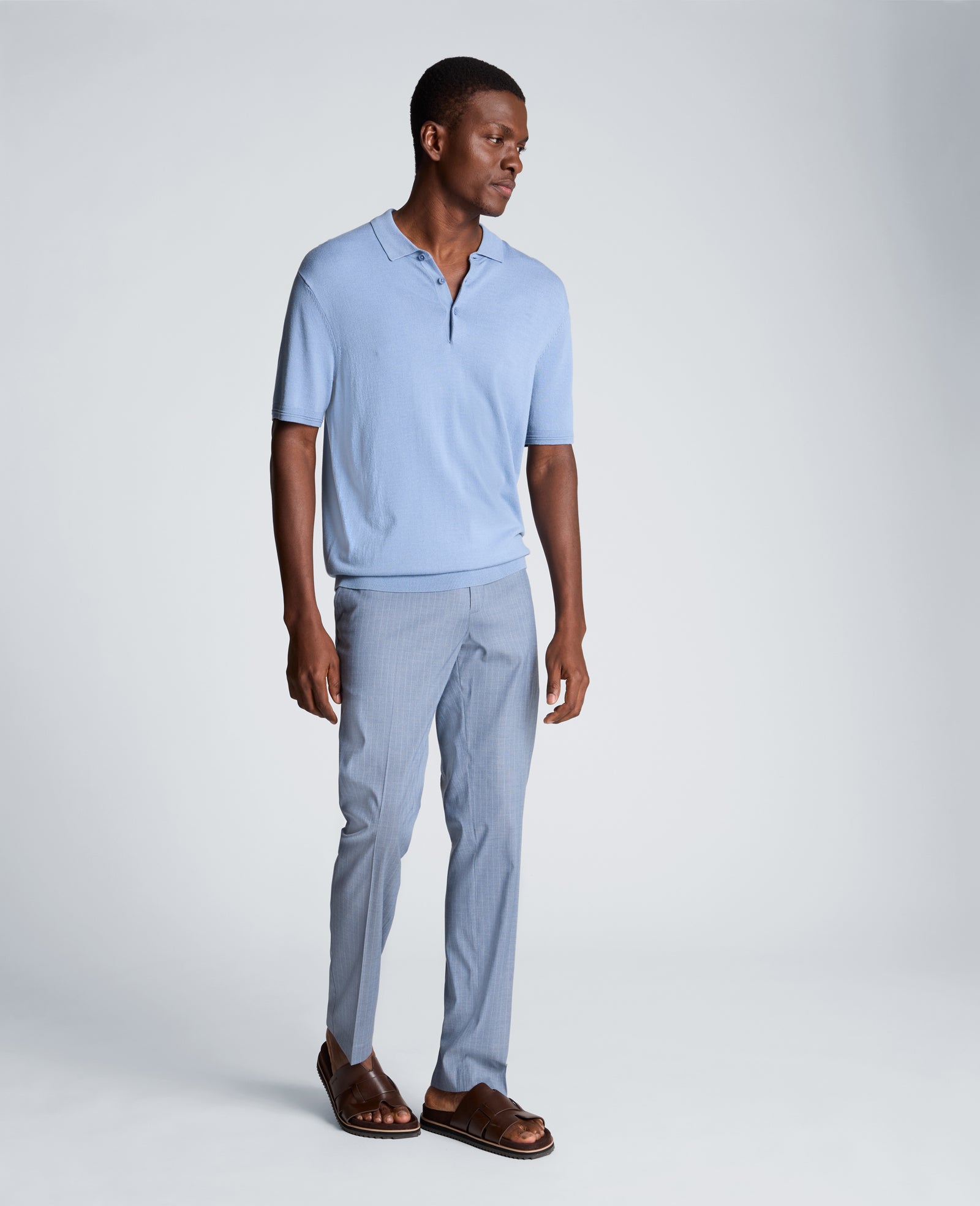 Kenneth Cole Reaction Clothing Short Sleeve Polo Sweater maglia polo uomo blu chiaro
