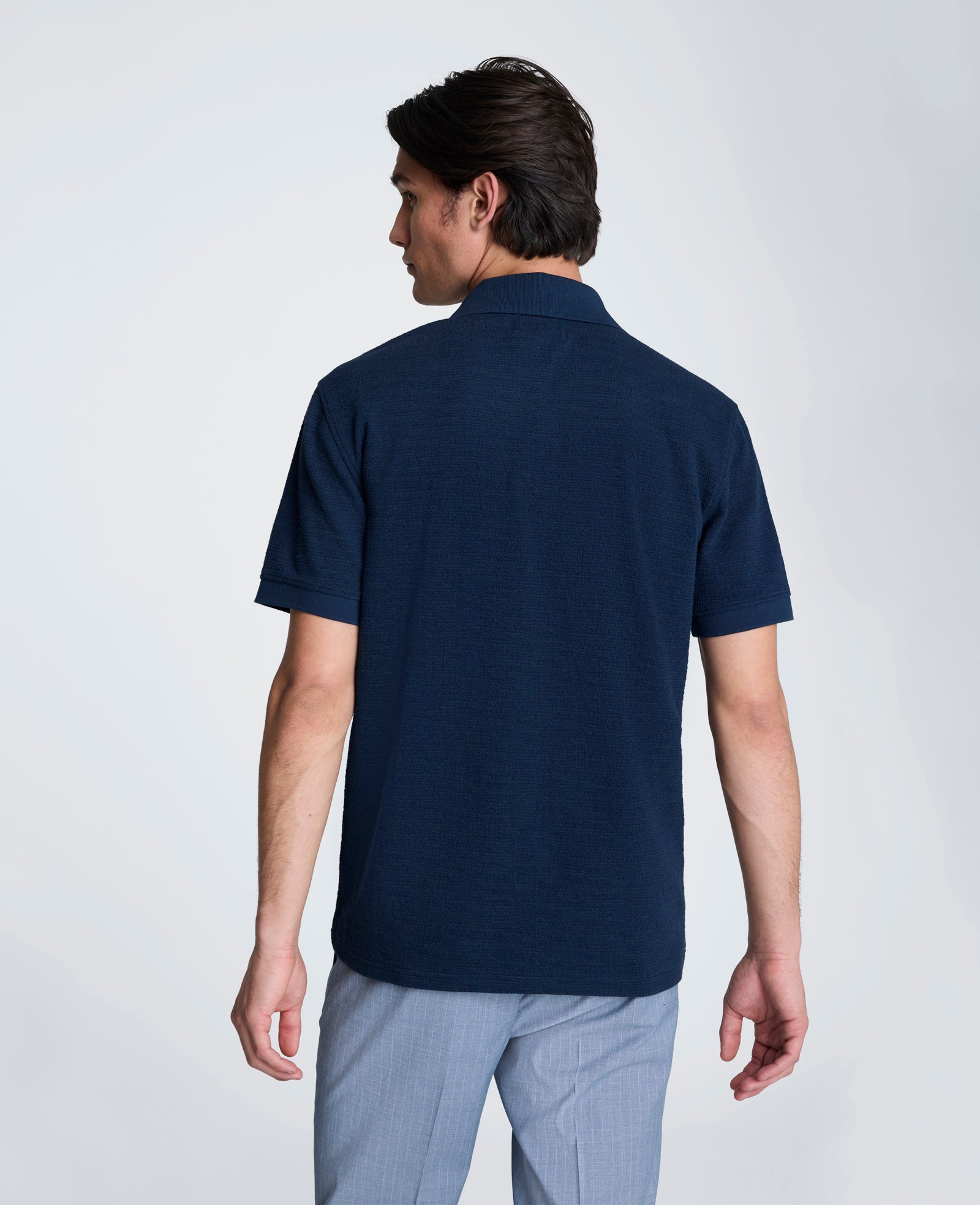 Kenneth Cole Reaction Clothing Short Sleeve Johnny Collar Polo with Ribbing polo blu navy