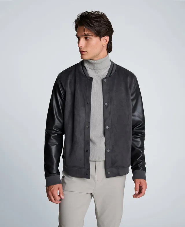 Kenneth Cole Reaction Clothing Varsity Bomber Jacket giacca bomber antracite