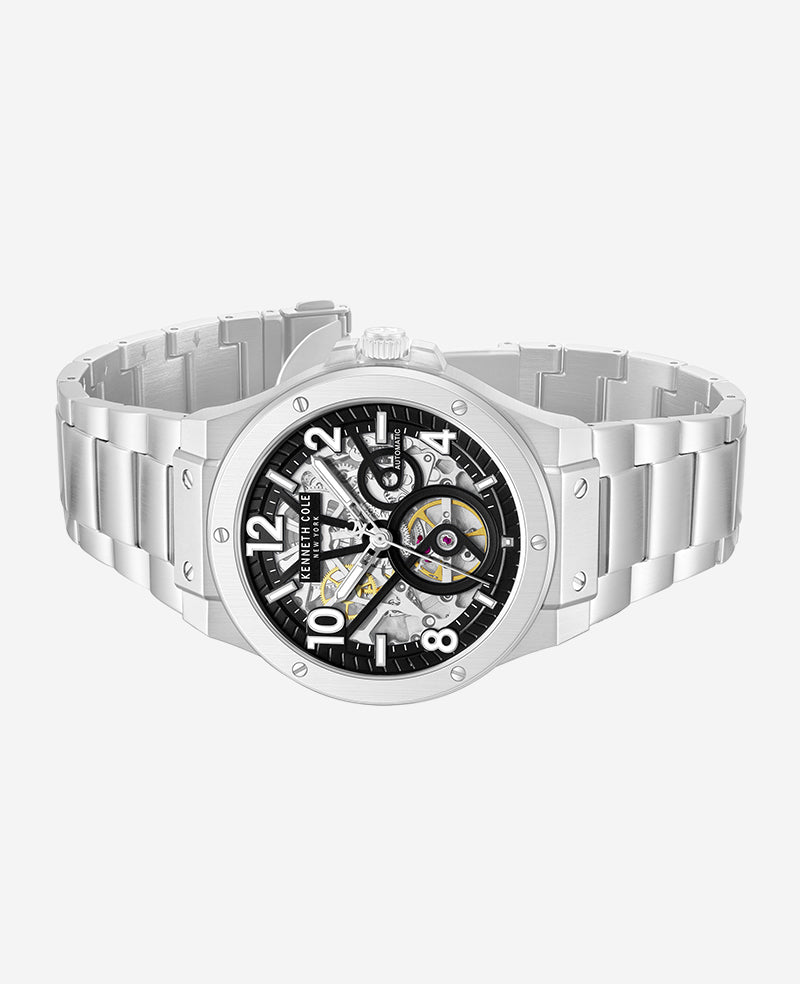 Kenneth Cole Reaction Watches Skeleton Automatic orologio argento 5ATM