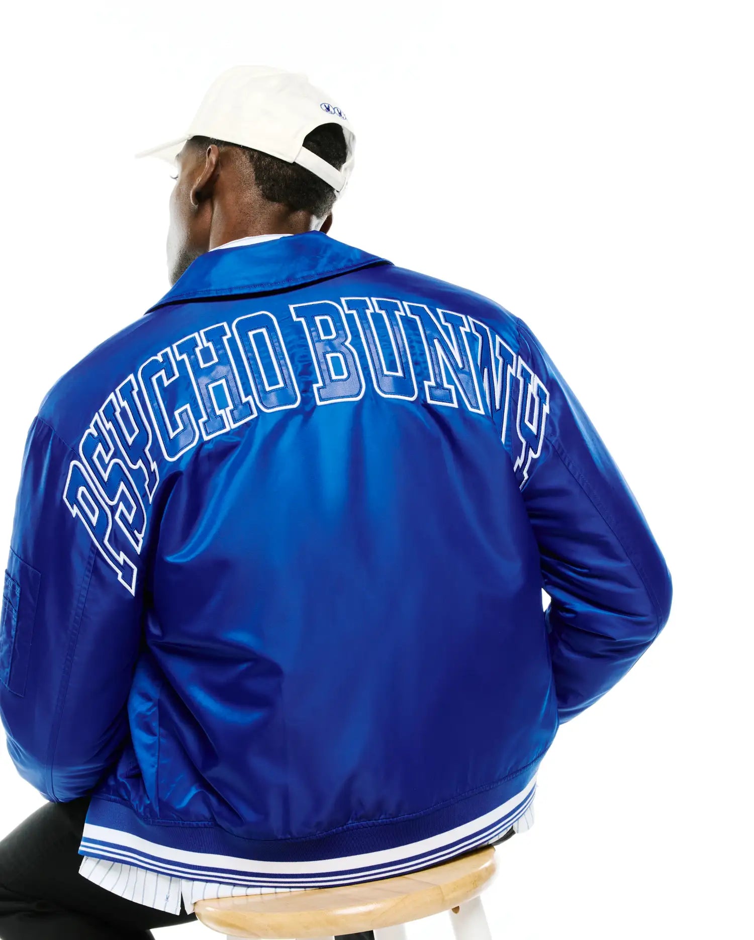 Psycho Bunny Jackets Men's Nathaniel Satin Coach Jacket MO1100068 giacca blu in raso