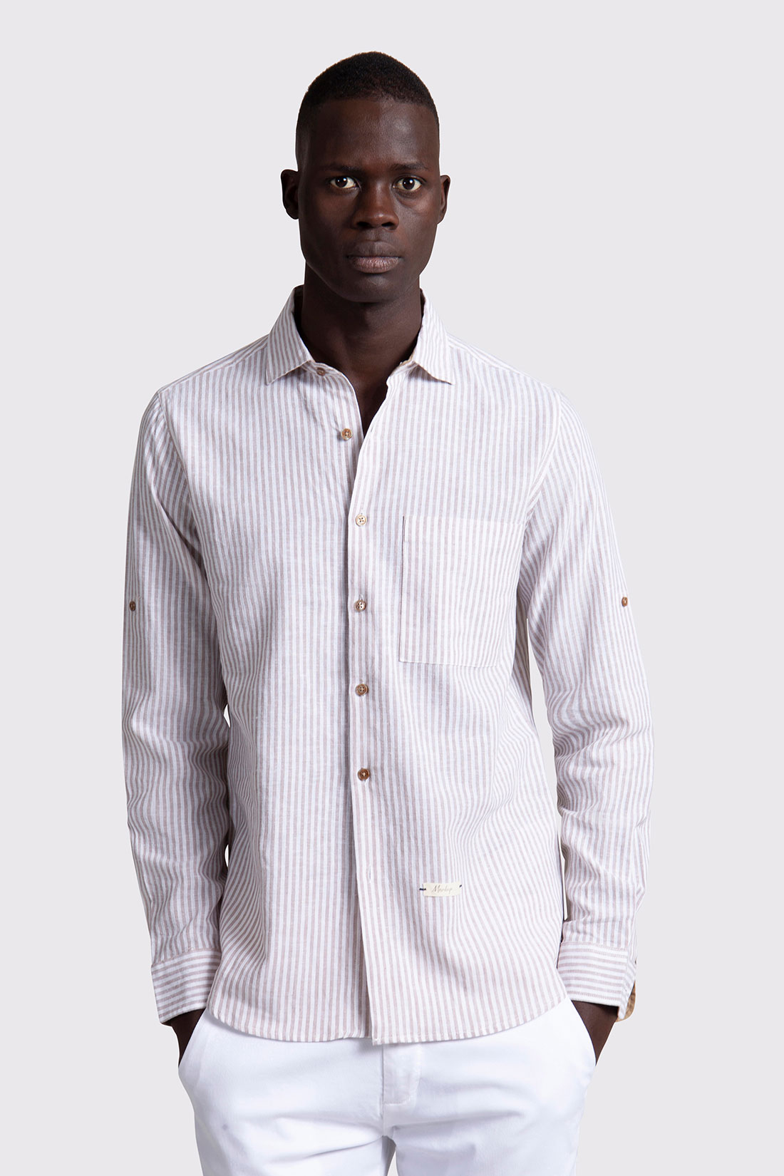 Markup Uomo Camicie CAMICIA COLLO FRANCESE LINO RIGHE camicia