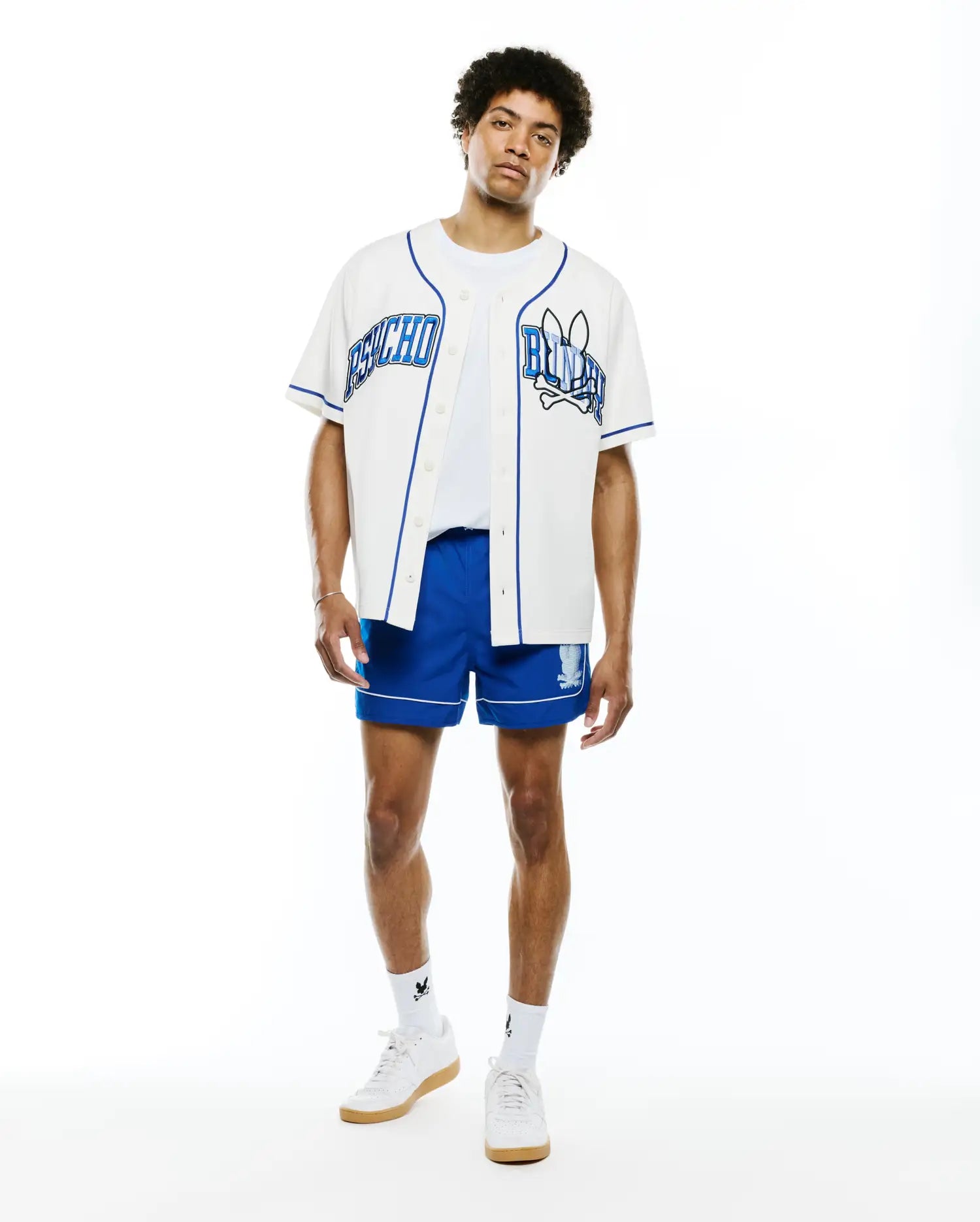 Psycho Bunny Men's Shirts Nathaniel Baseball Shirt camicia 049 Ecru