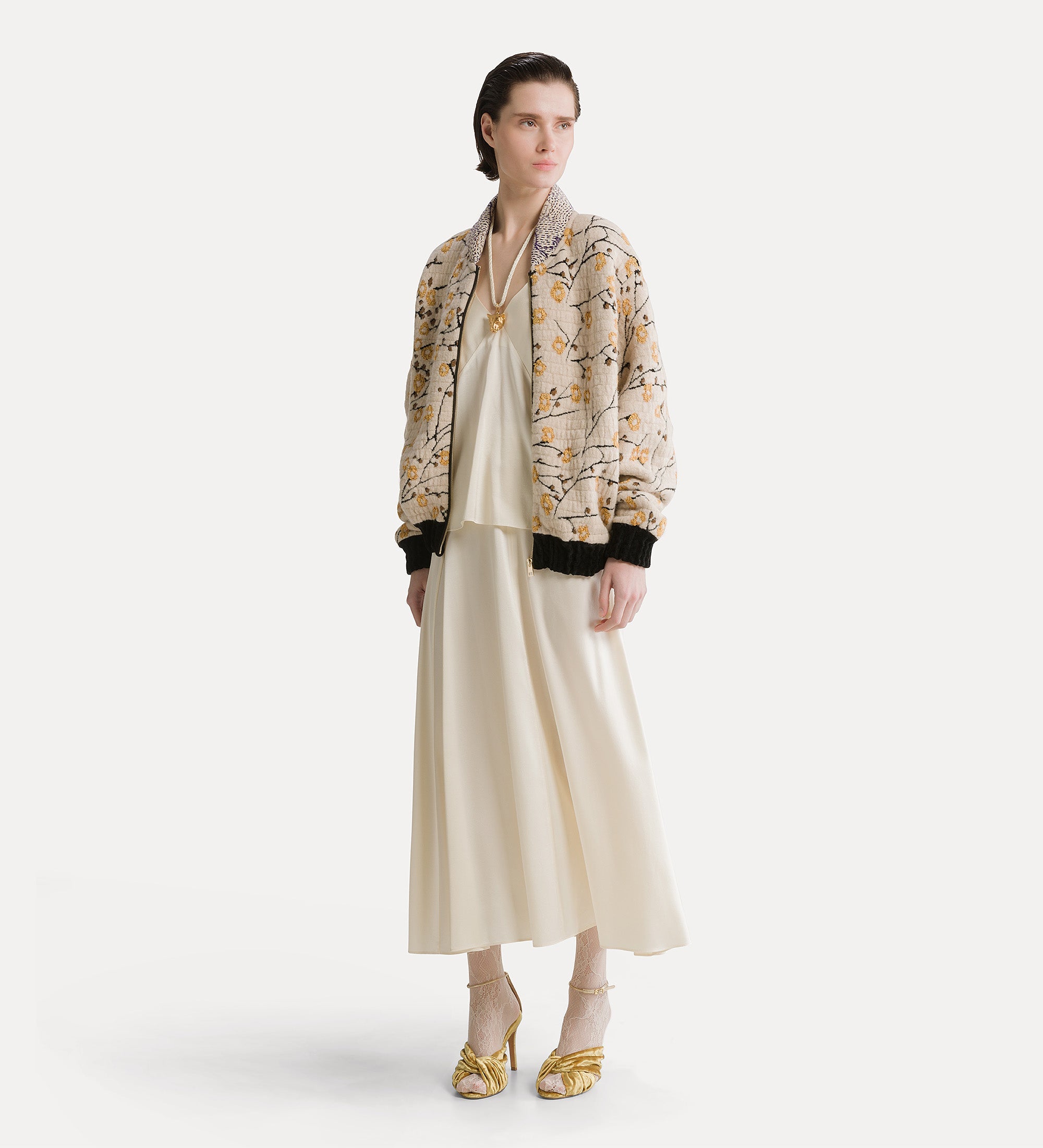 Forte top heavy silk satin top top avorio in seta