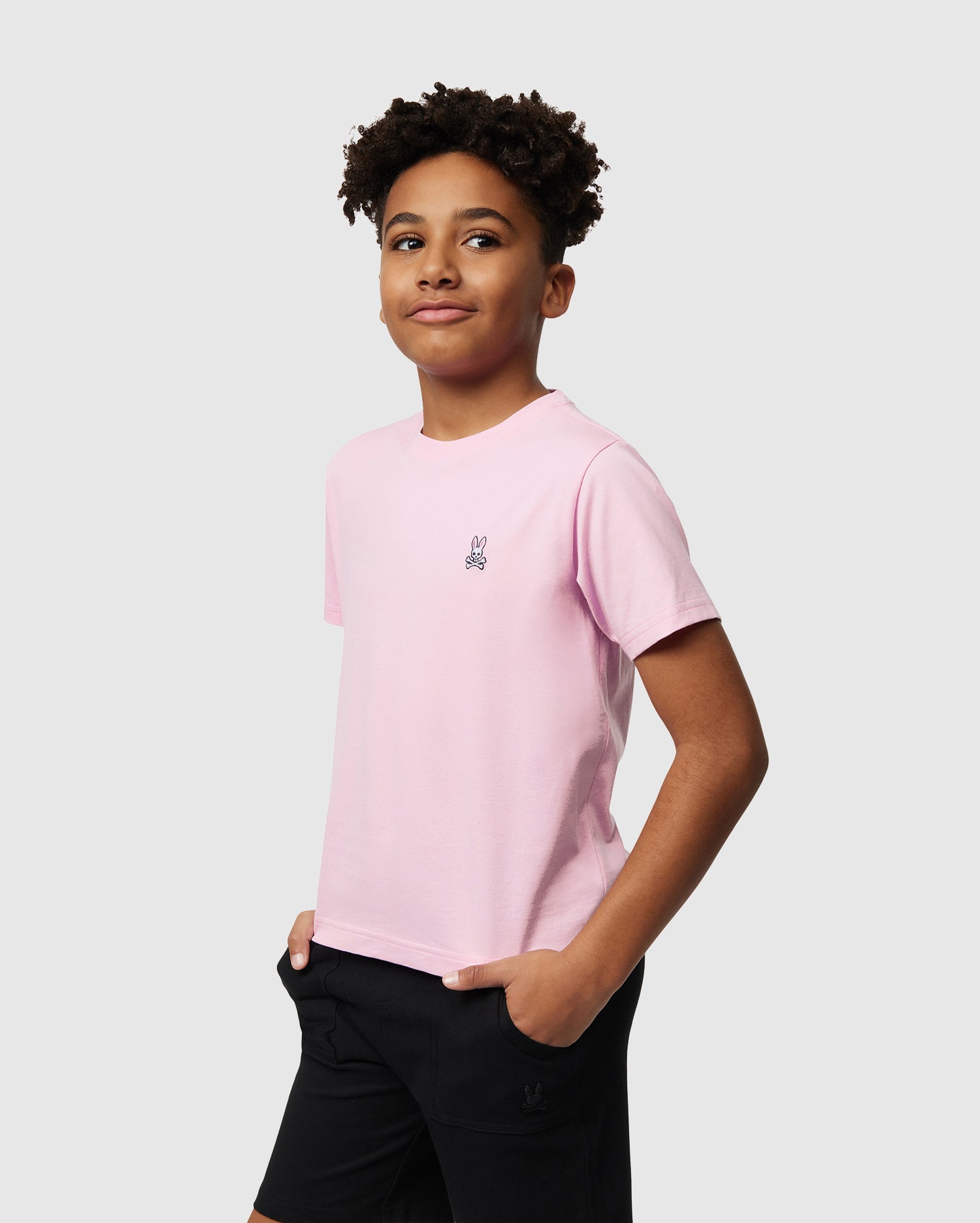 Psycho Bunny Kids Tees Classic Crew Neck Tee B0U014CRPC T-shirt rosa in cotone Pima