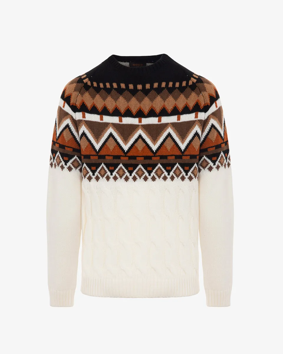 Markup Uomo Maglieria Girocollo jacquard a trecce maglione