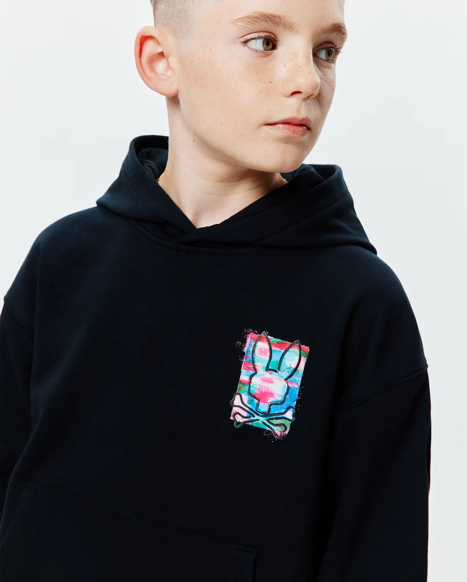 Psycho Bunny Kids Sweatshirts & Hoodies Isaac Hoodie KT0500072 felpa nera con cappuccio