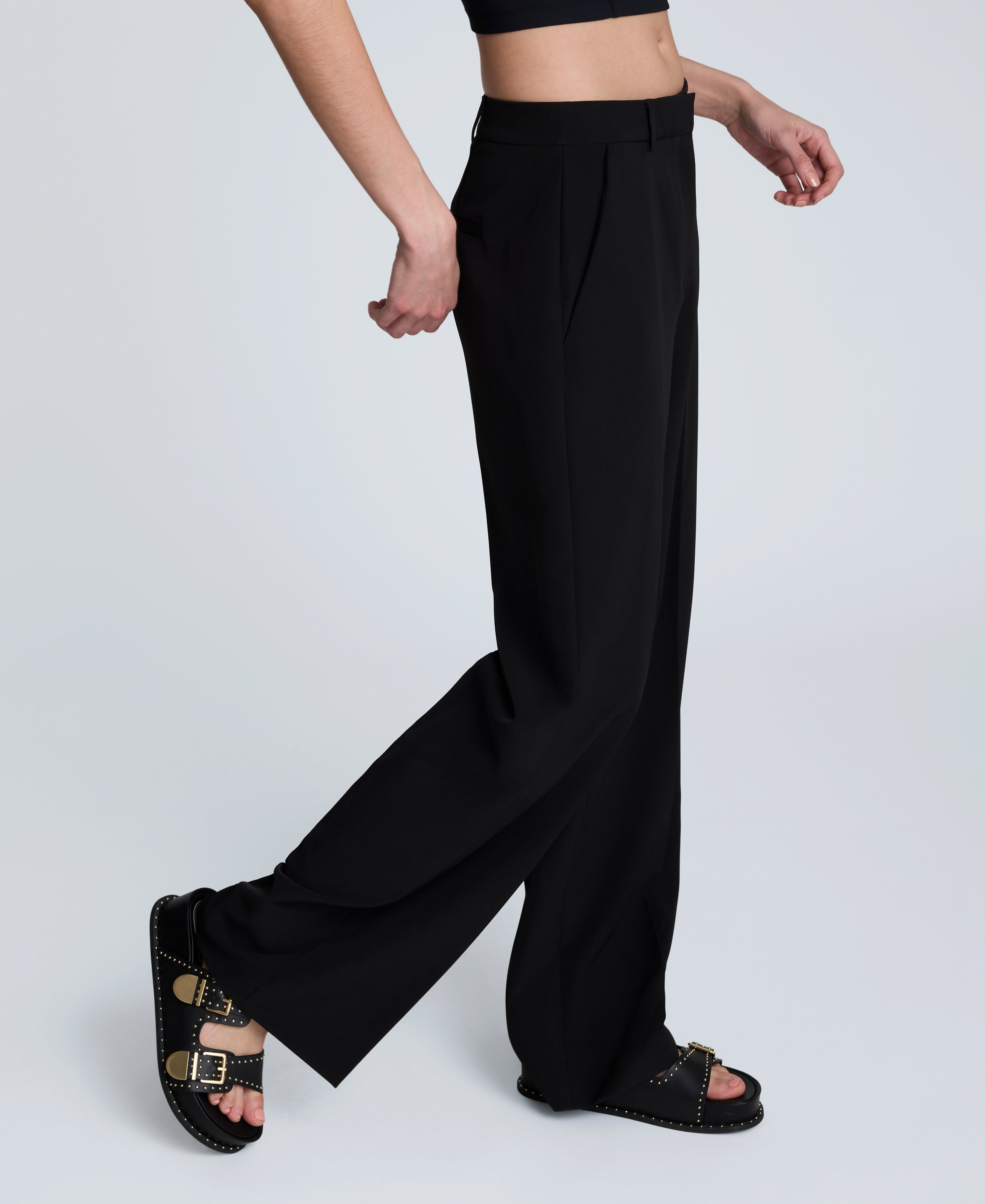Kenneth Cole Reaction Clothing Luxe Twill Wide Leg Pant pantaloni neri