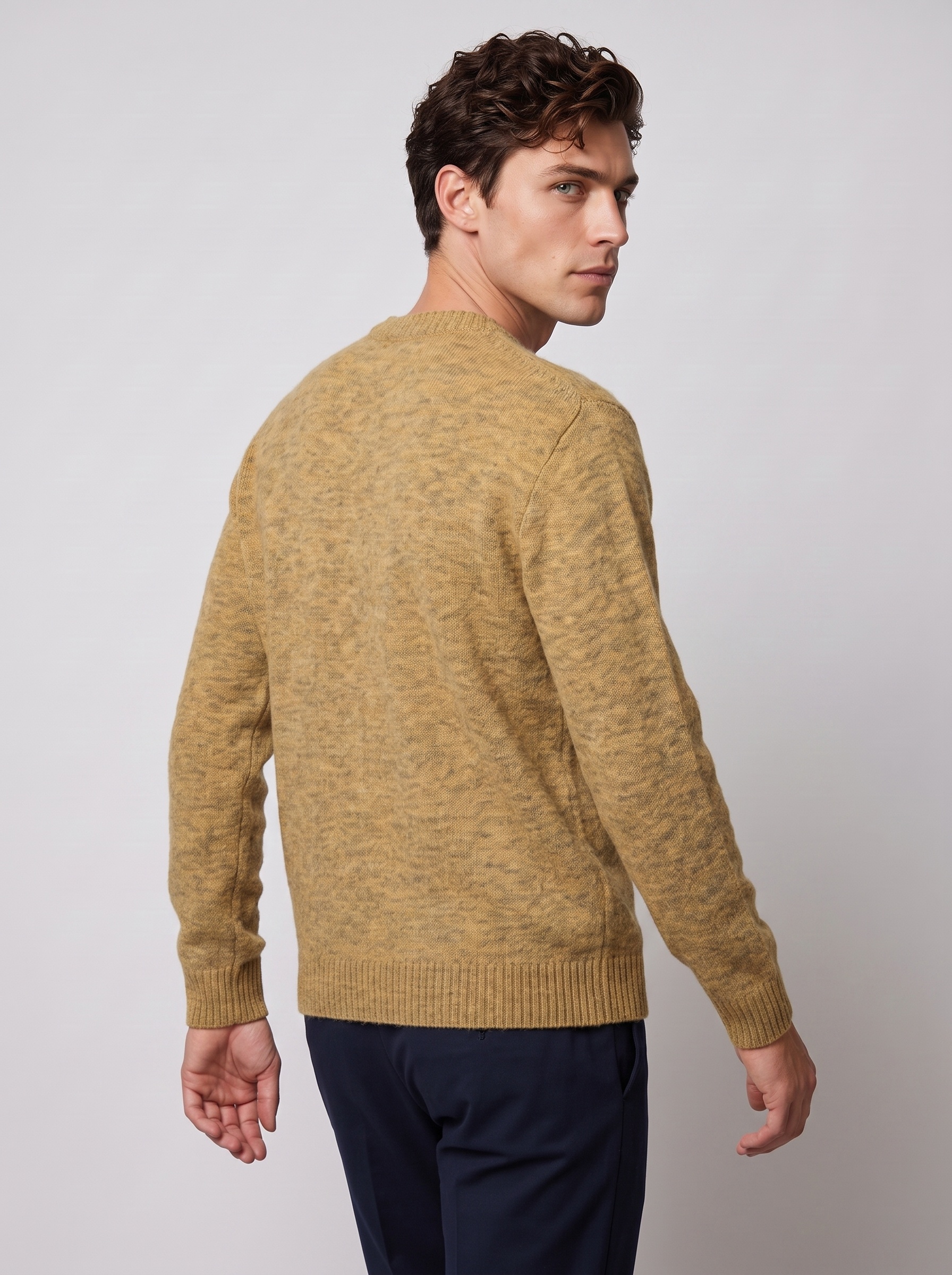 Markup Uomo Maglieria Maglione Girocollo Cardato Bordi Alti