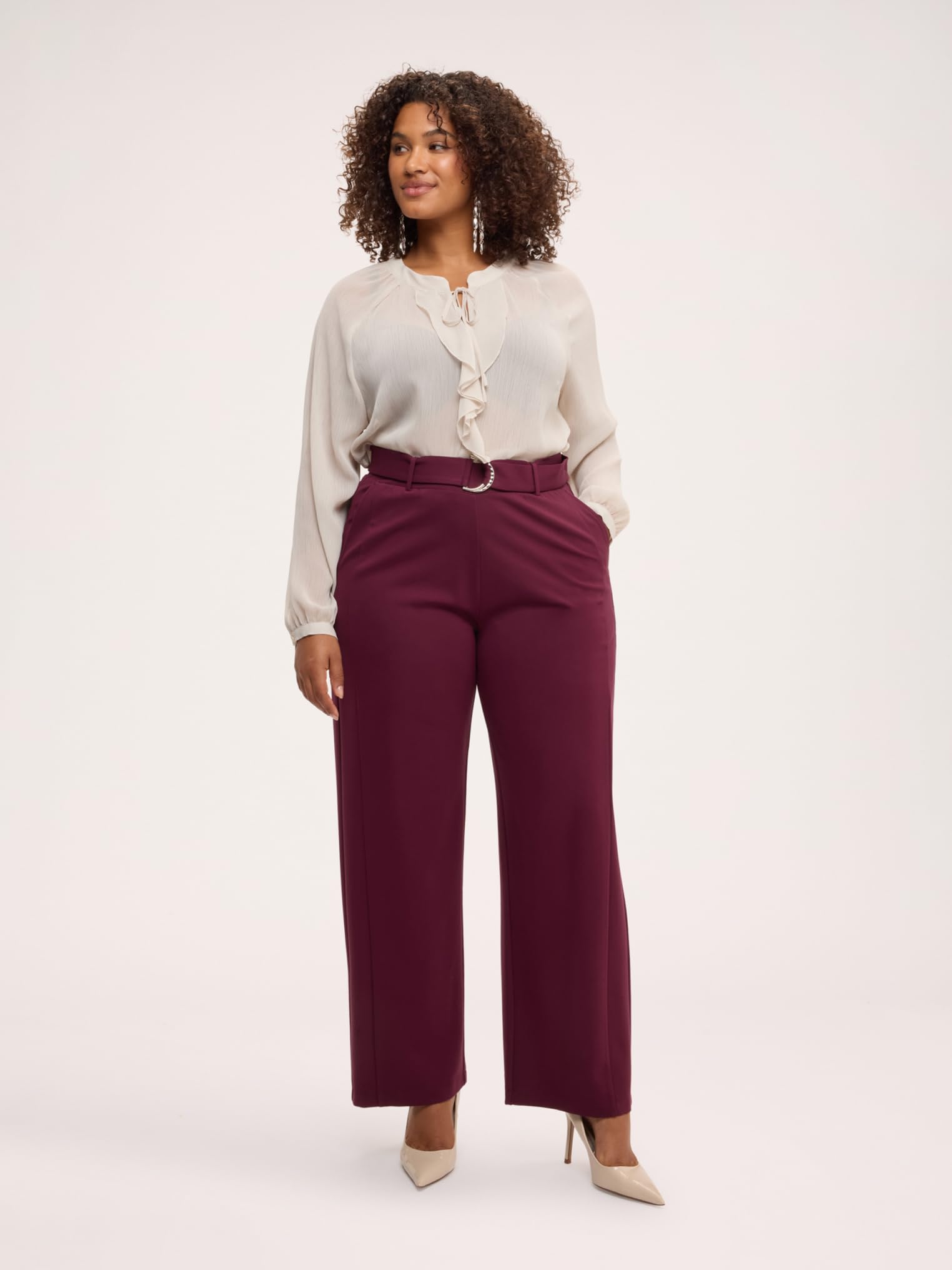 Fiorella Rubino Pantaloni Pantaloni Wide Leg con Cintura ad Anello Pantaloni XL Plus