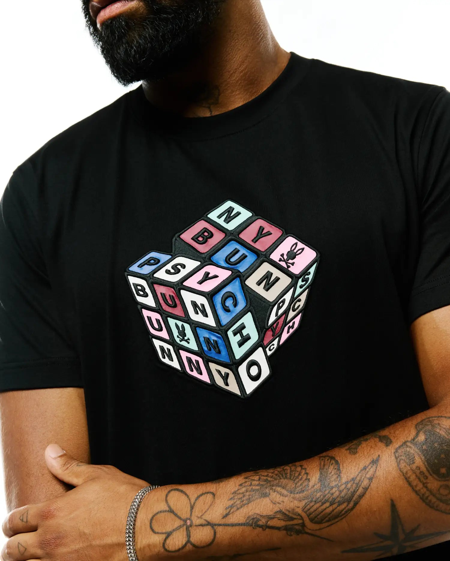 Psycho Bunny Men's Tees Men's Eddy Graphic Tee maglietta nera