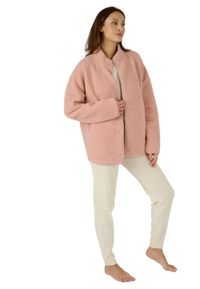 Damart Thermolactyl Giacca in pile donna rosa antico effetto shearling