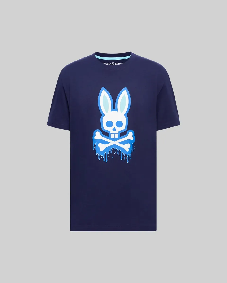 Psycho Bunny Men's Tees Carl Graphic Tee MT0200251 T-shirt blu