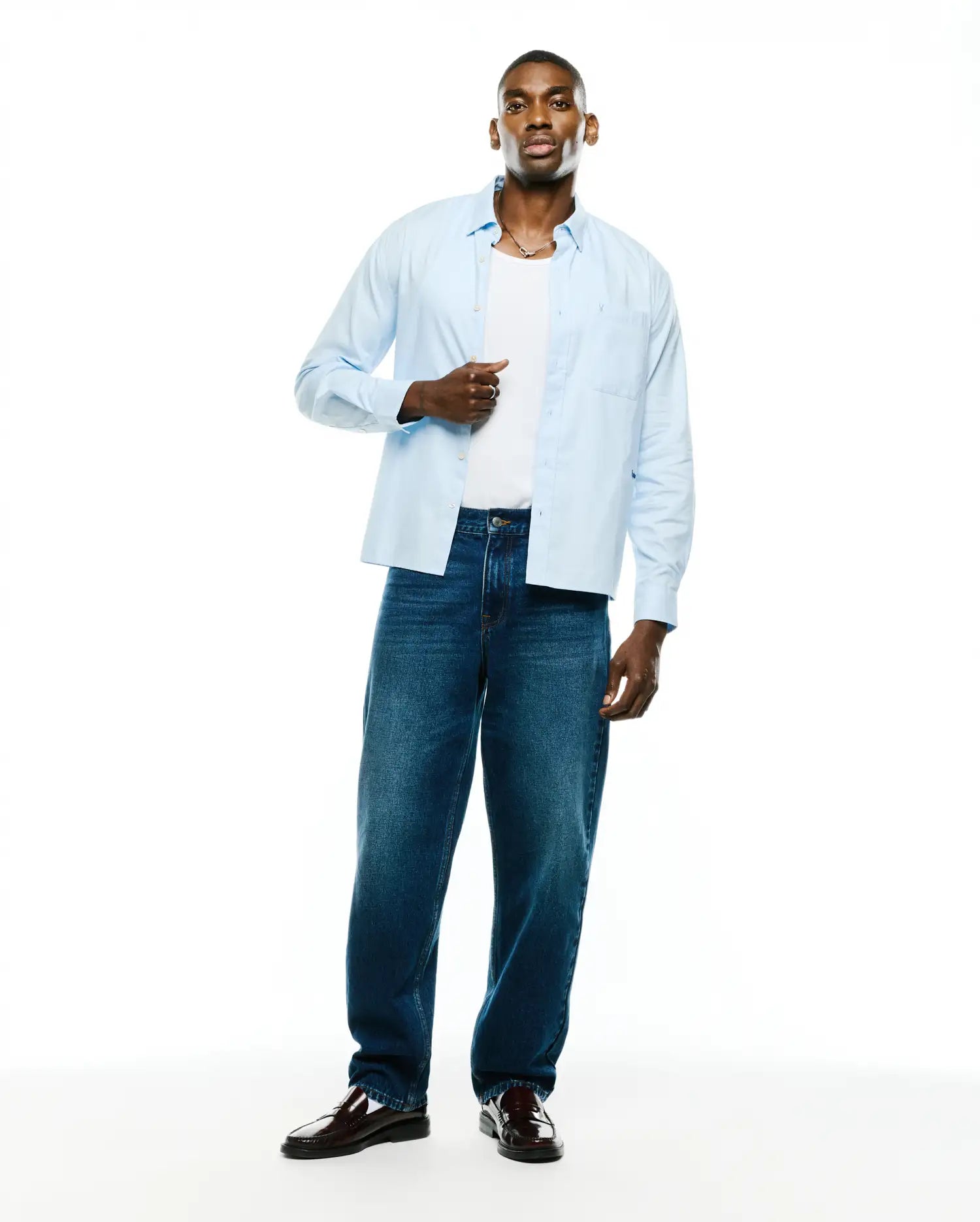 Psycho Bunny Men's Shirts Deacon camicia uomo oversize blu
