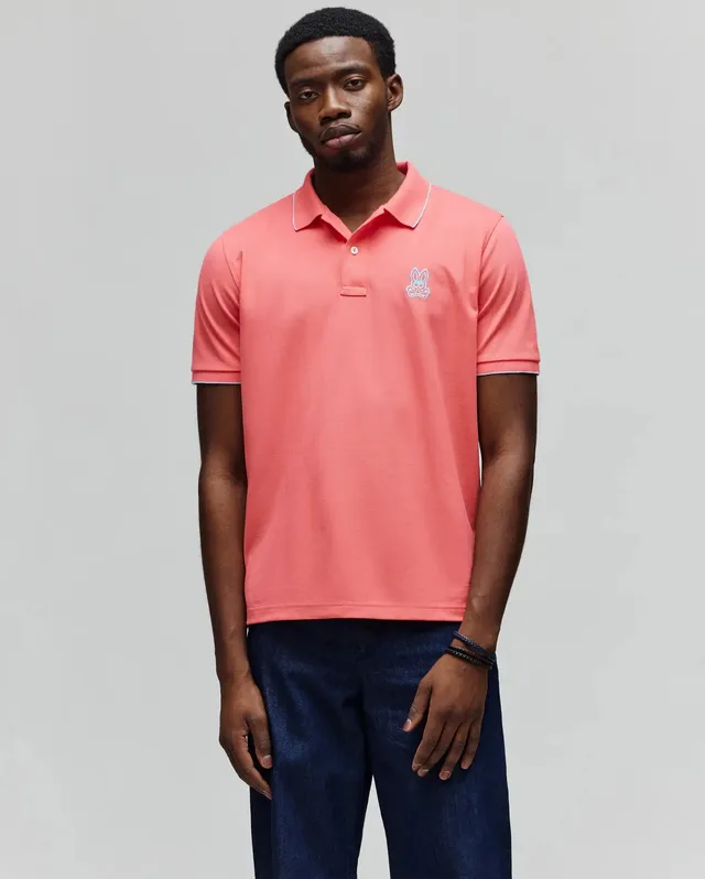 Psycho Bunny Men's Polos Lachlan Pique polo uomo corallo sunkissed vestibilità regular