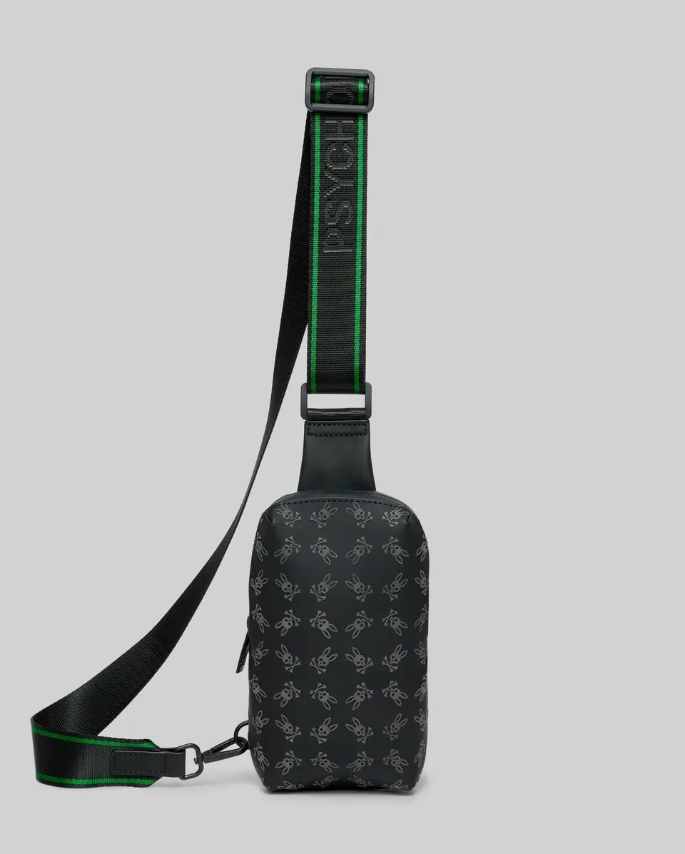 Psycho Bunny Accessories Rubberized Crossbody borsa a tracolla nera