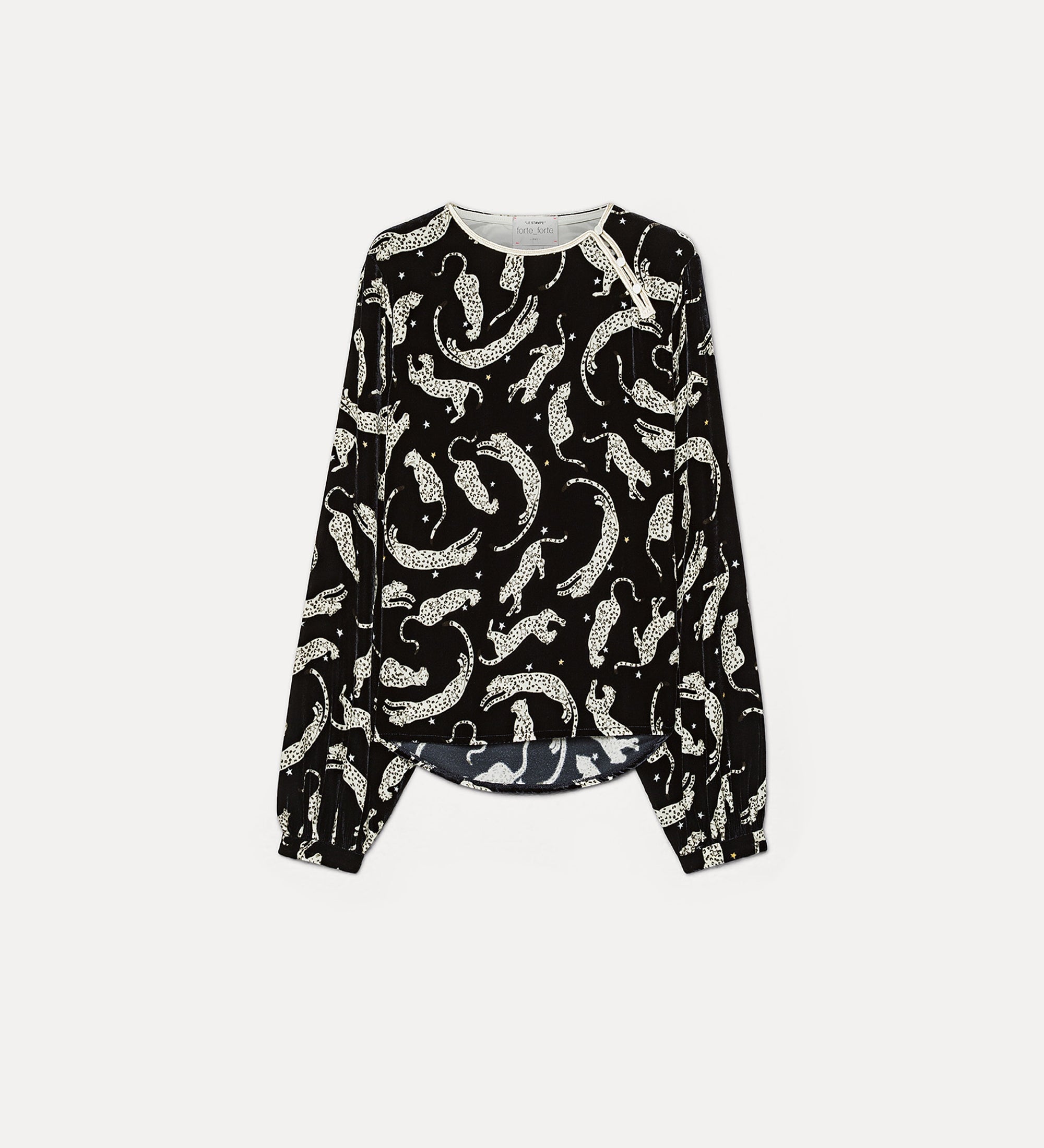 Forte camicie velvet top with “royal leopard” print night top nero