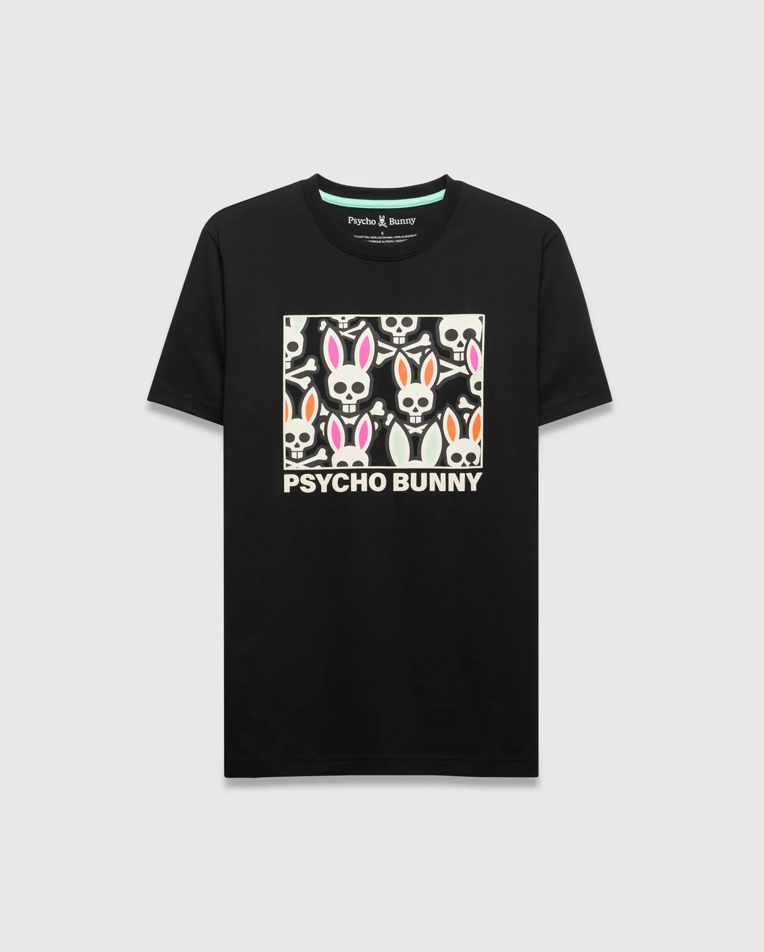 Psycho Bunny Men's Tees Byron Graphic Tee maglietta nera cotone Pima