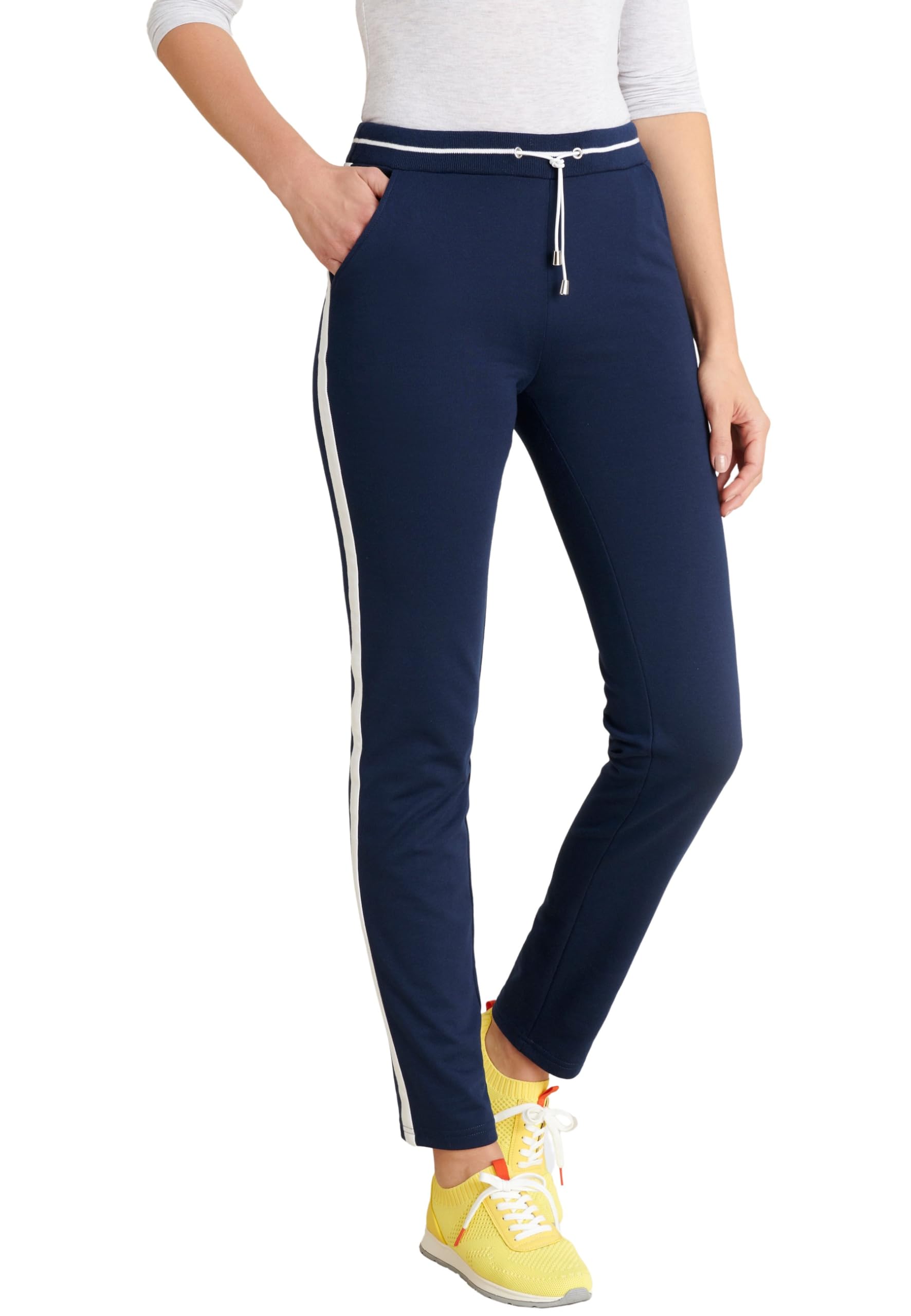 Damart Prêt-à-porter Pantaloni Relax Indoor con fibbie Blu Grigio 50-52 aderenti