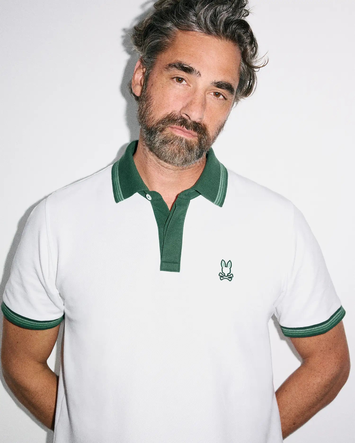 Psycho Bunny Men's Polos Jaydon Pima Piqué Polo uomo bianco cotone