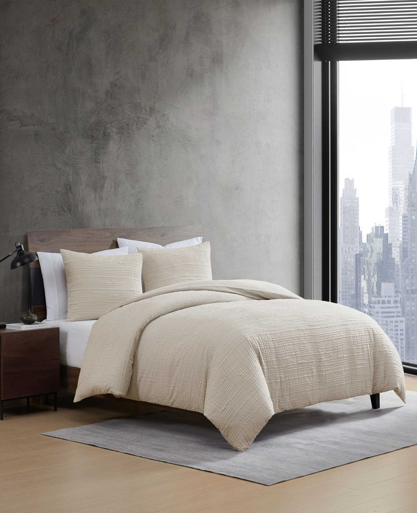 Kenneth Cole Reaction Home & Bedding Serenity Wavy Lines Beige Duvet Cover Set copripiumino beige Twin