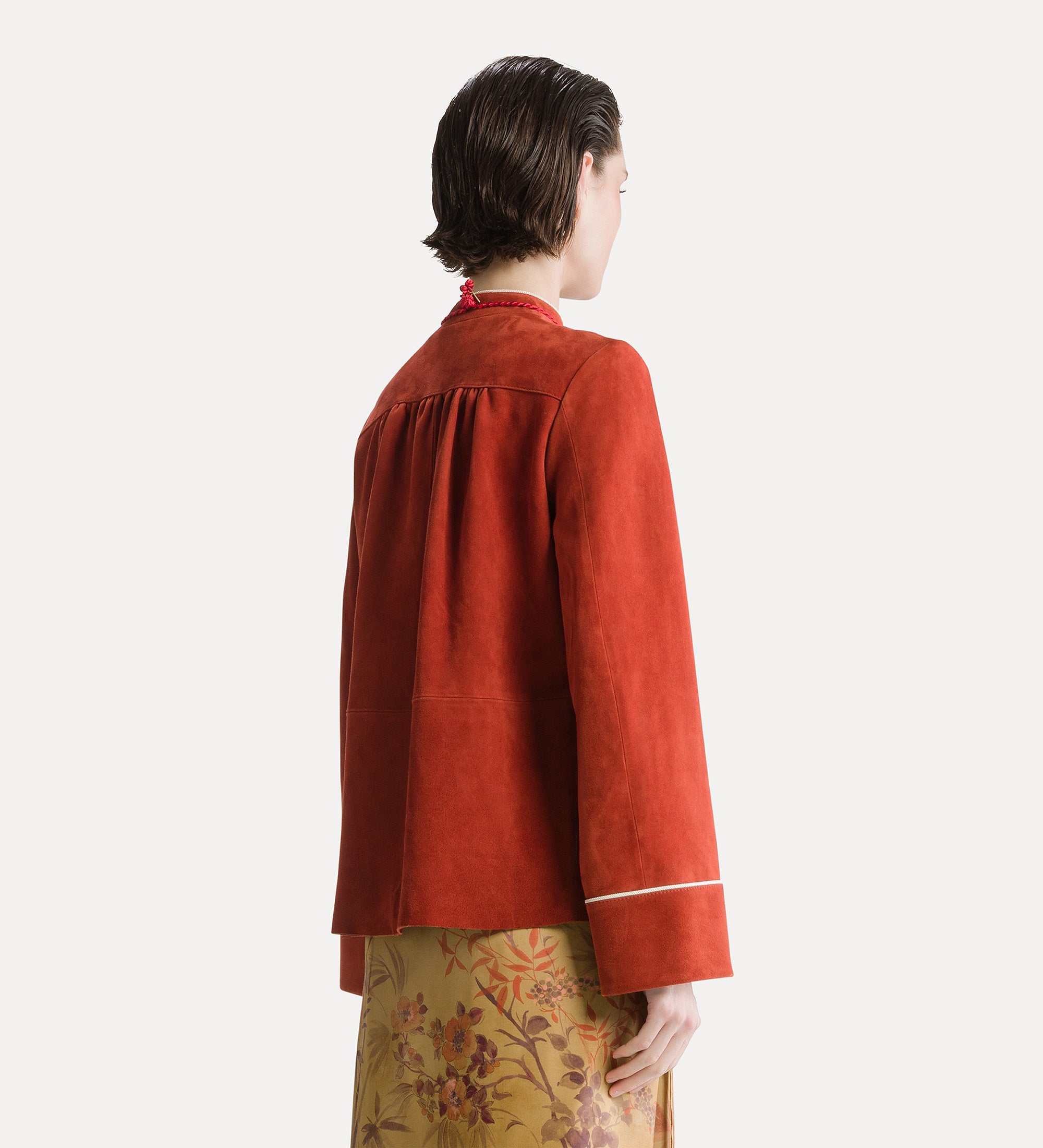 Forte giacche suede band collar jacket giacca curcuma in suede