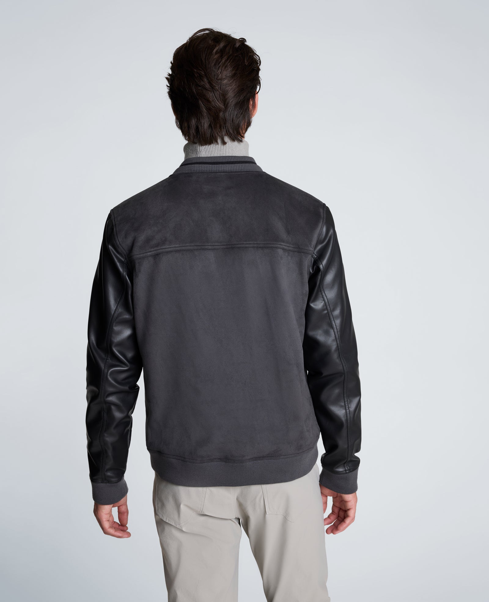 Kenneth Cole Reaction Clothing Varsity Bomber Jacket giacca bomber antracite