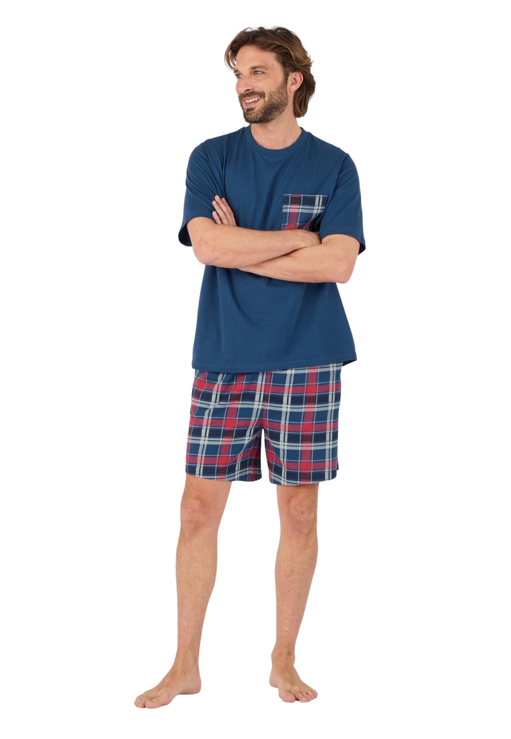Damart Homewear pigiashort uomo in puro cotone blu scuro taglia M