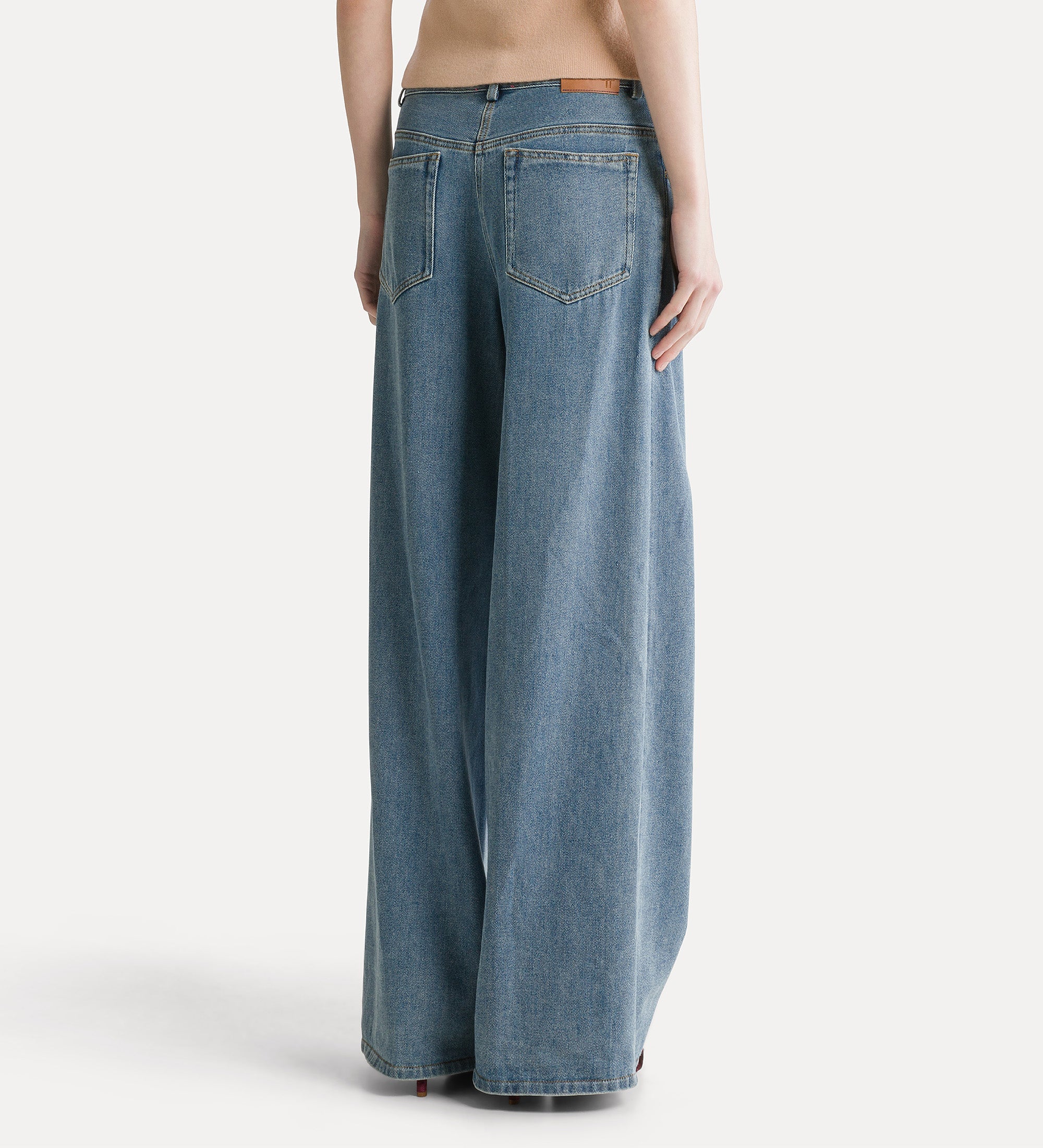 Forte pantaloni cavalry denim pantaloni palazzo celesti