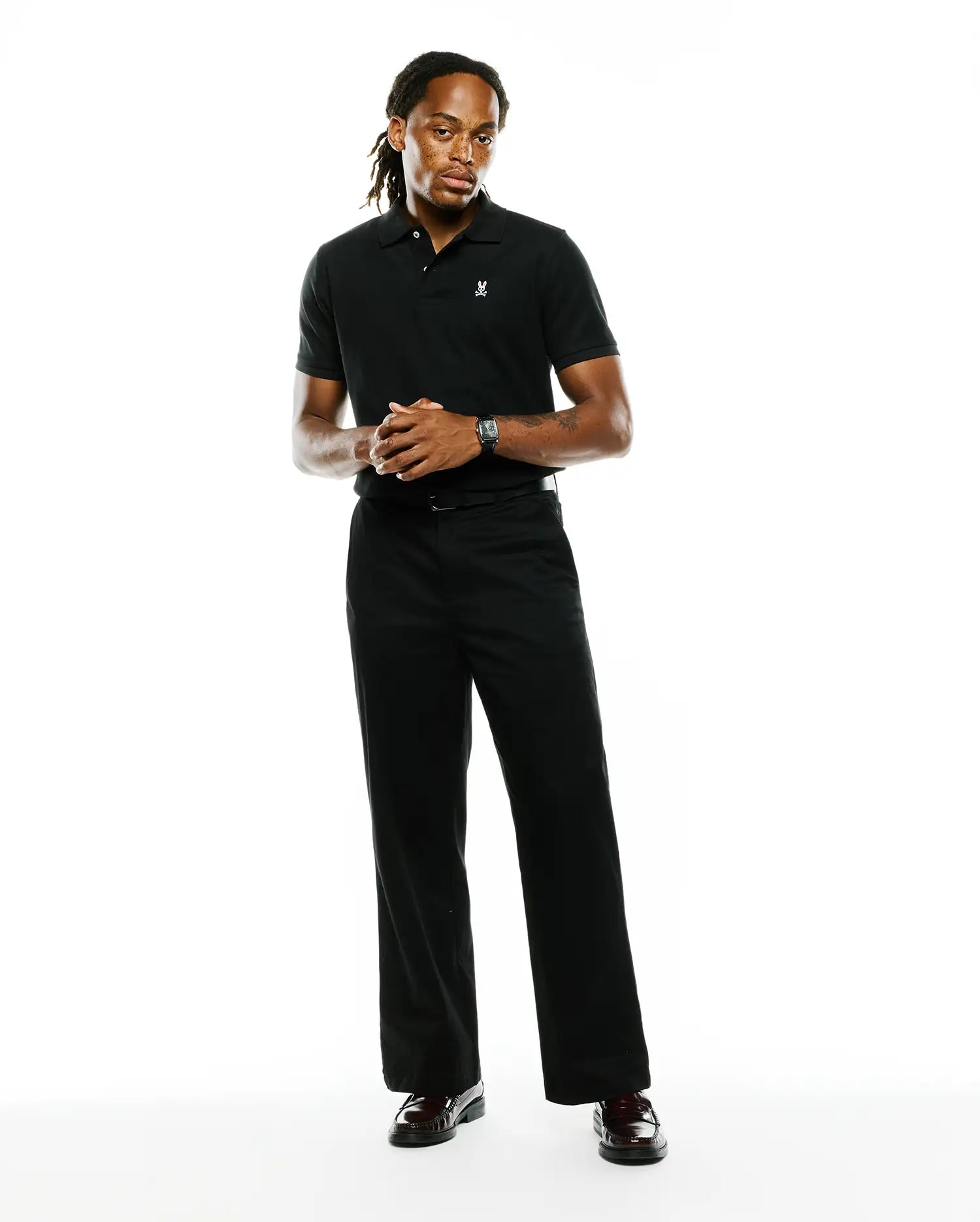 Psycho Bunny Men's Polos Classic Pique Polo Shirt B6K001ARPC polo nera