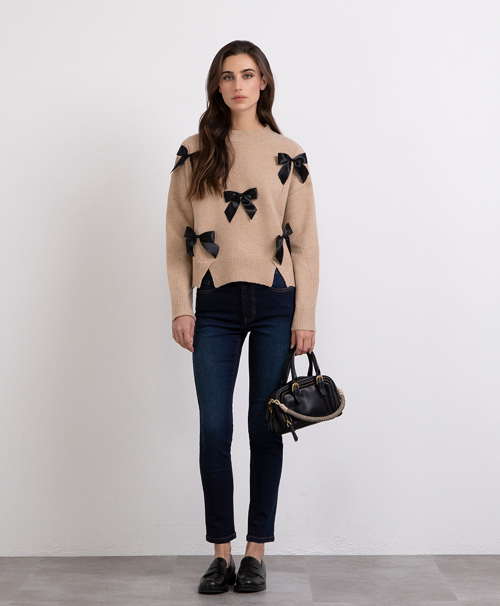 Markup Donna Maglieria Girocollo fiocchetti sul davanti