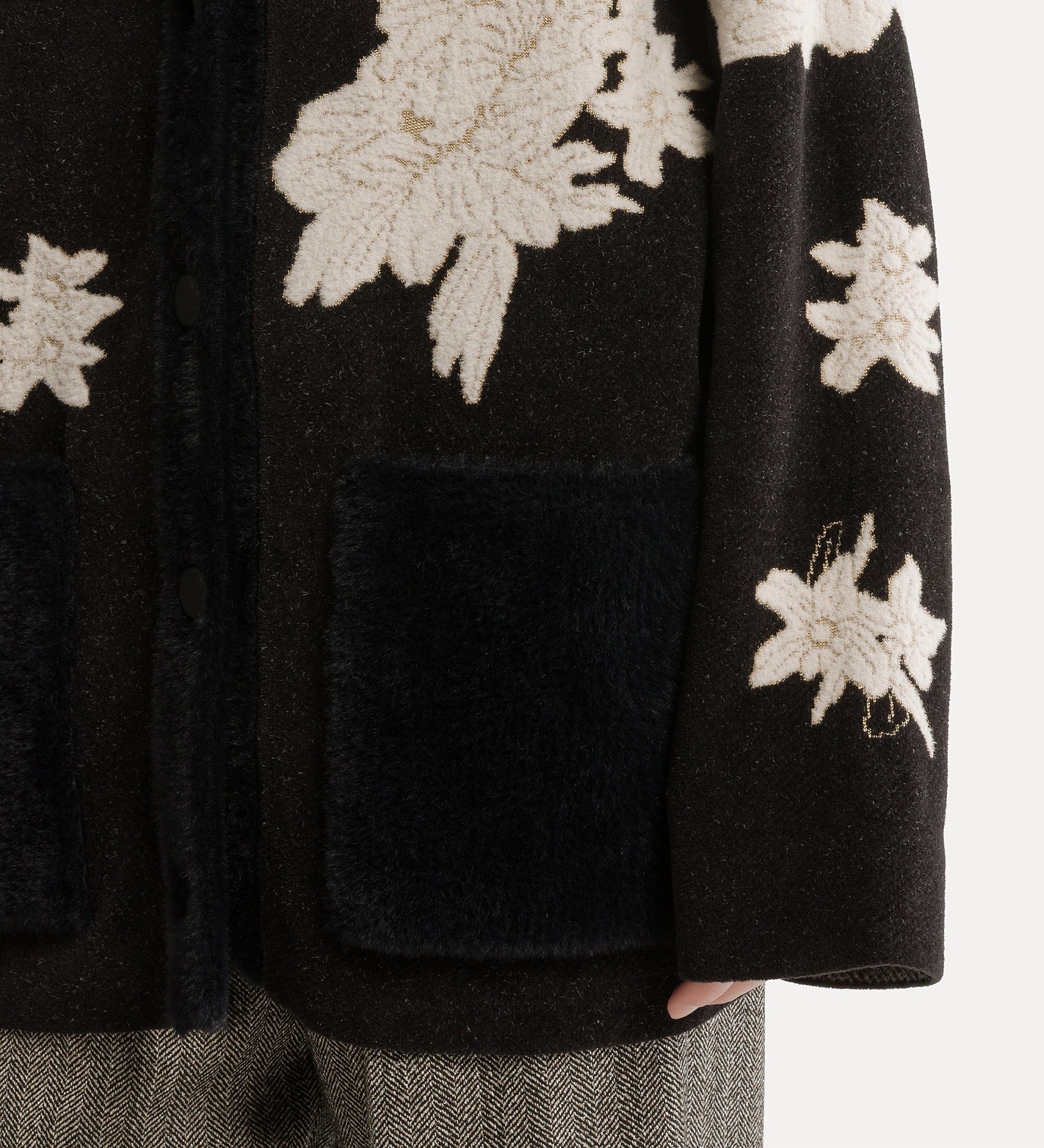 Forte maglieria The Lotus Jacquard Cardigan cardigan nero oversize