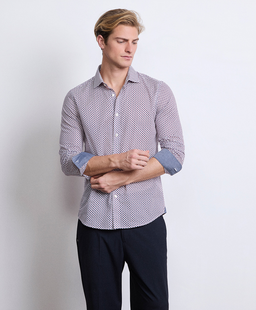 Markup Uomo Camicie Camicia mussola stampata collo italiano uomo