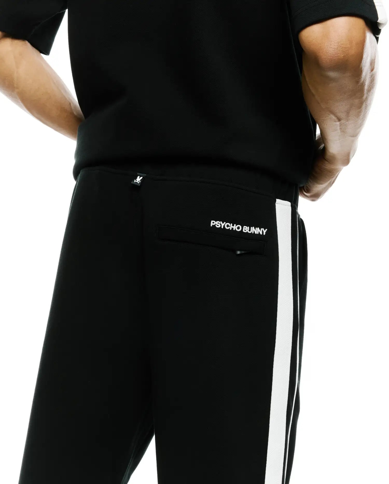 Psycho Bunny Men's Pants Men's Ceano Straight Track Pants MB0800062 pantaloni neri ricamati