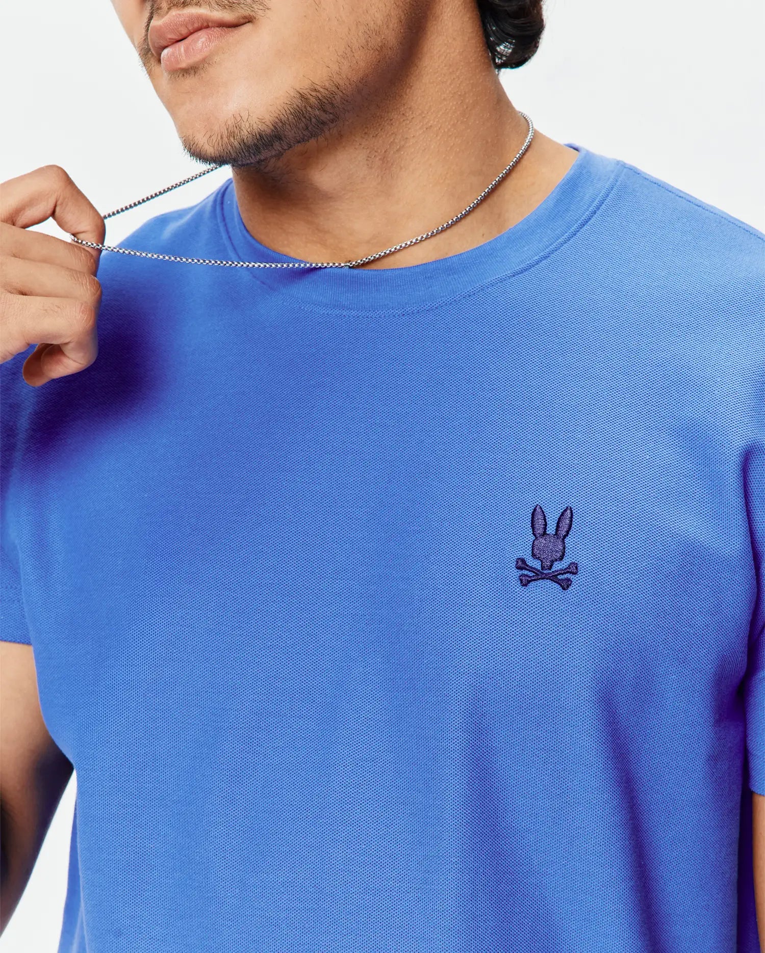 Psycho Bunny Men's Tees Taylor Pique Tee t-shirt blu Amparo cotone Pima
