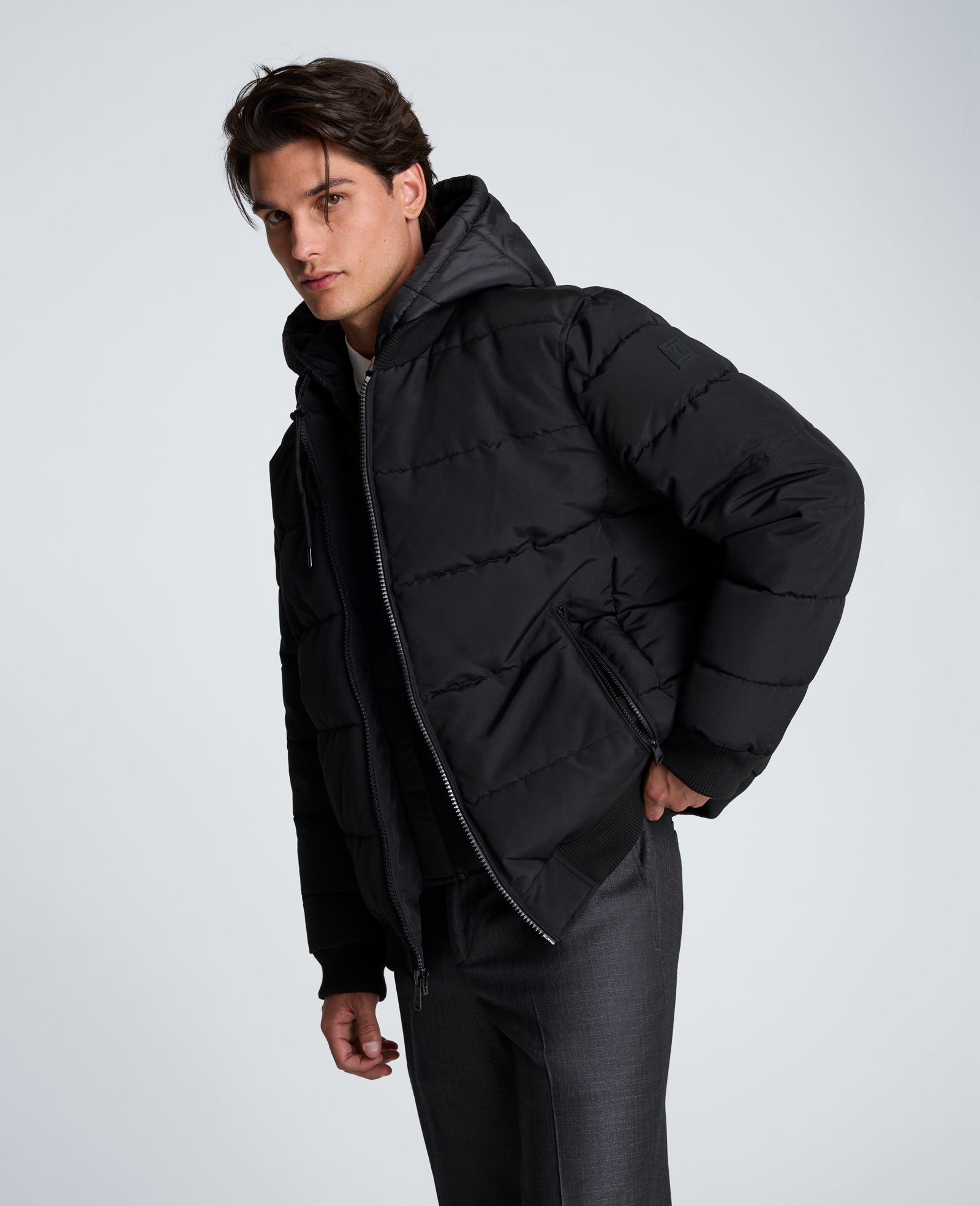Kenneth Cole Reaction Clothing Oxford Hood Bomber Jacket bomber nero