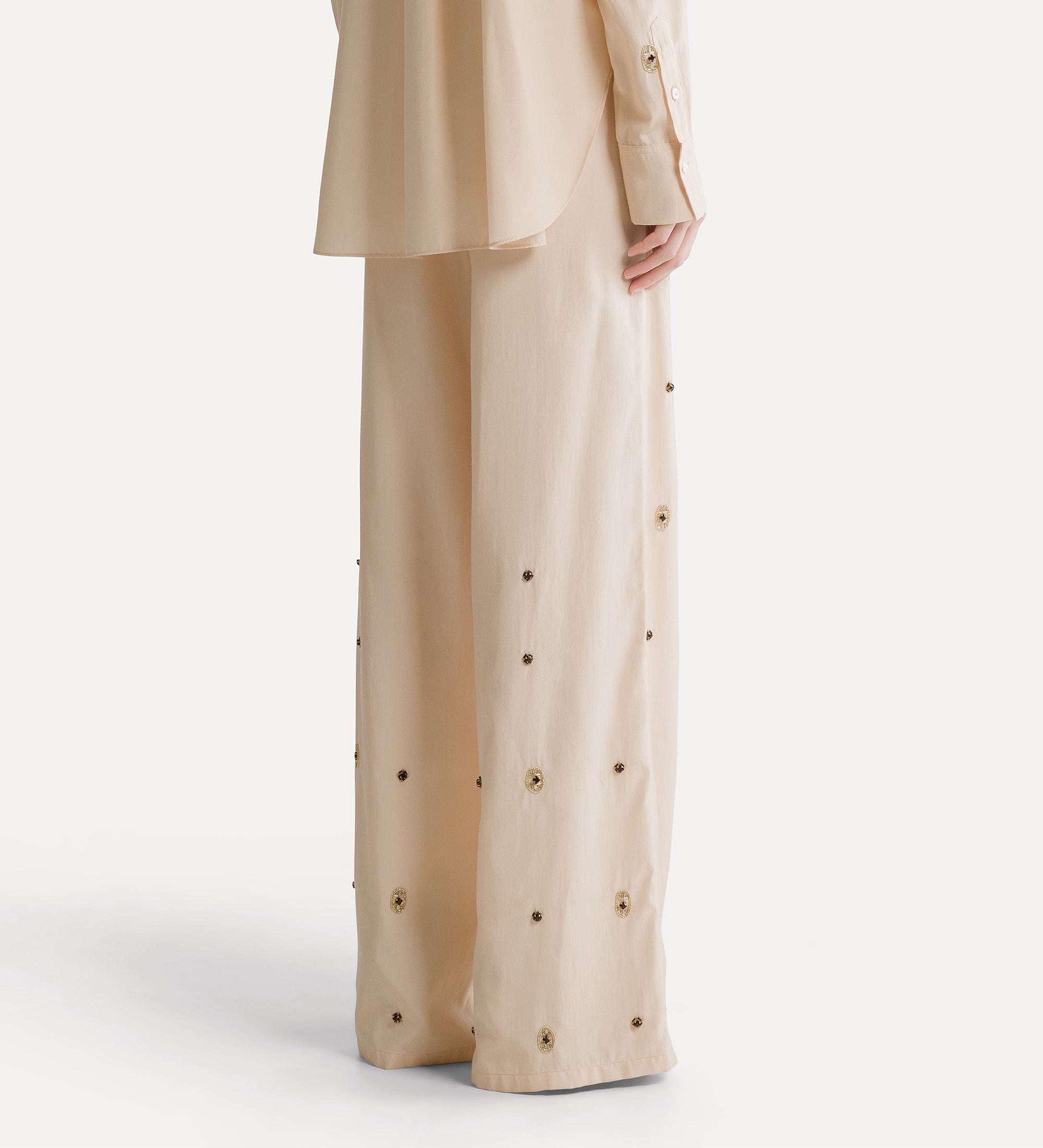 Forte pantaloni Le Club pantaloni color loto con ricami