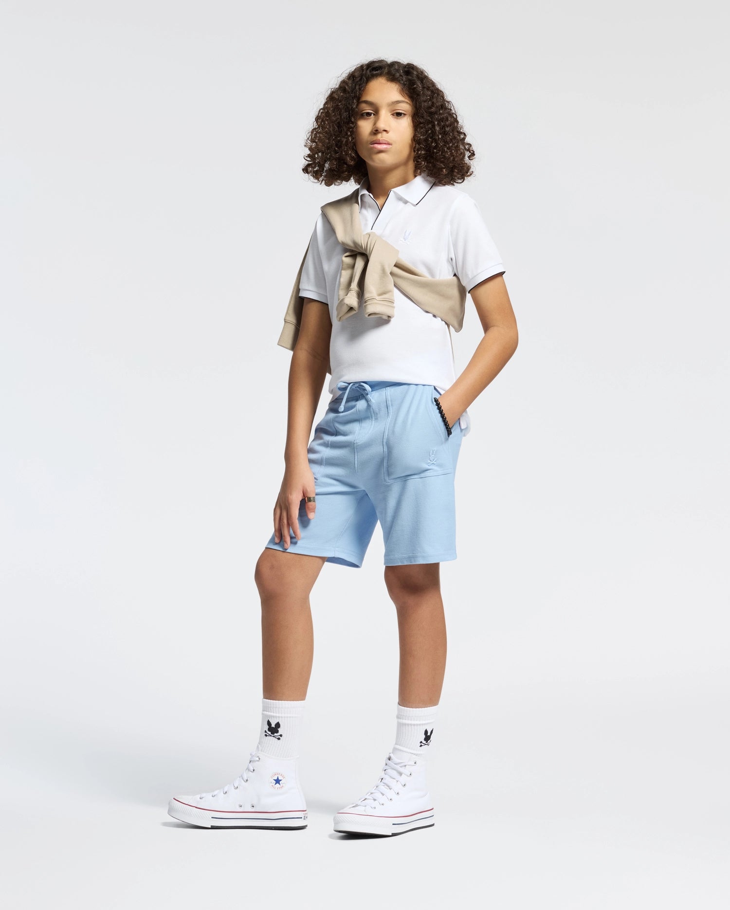 Psycho Bunny Kids Bottoms Taylor Light Pique Sweatshort 3 3/4"–7 3/8" shorts Serenity cotone Pima