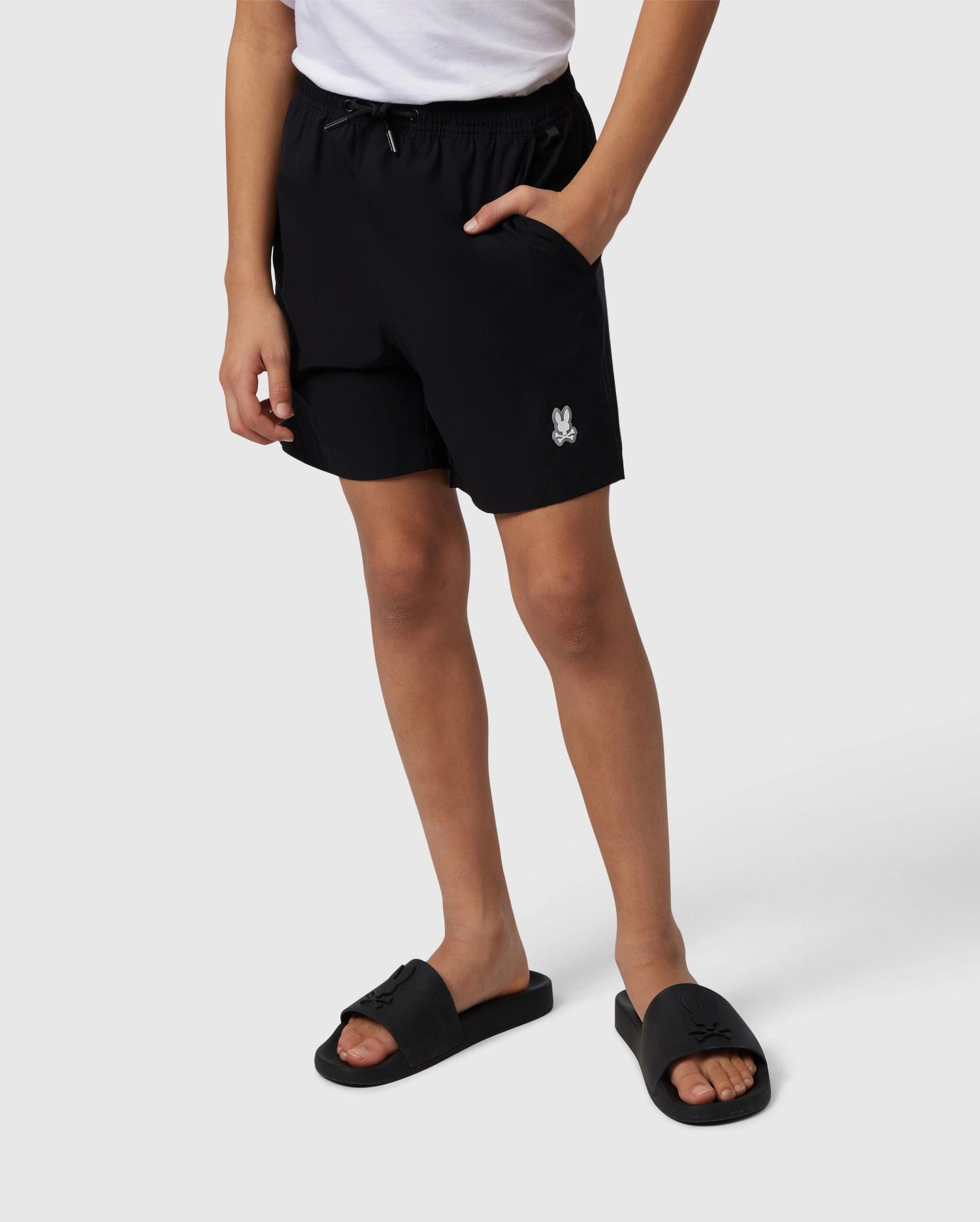 Psycho Bunny Kids Swimwear Malta Hydrochromic Swim Trunk 6" B0W321B2SW costume nero