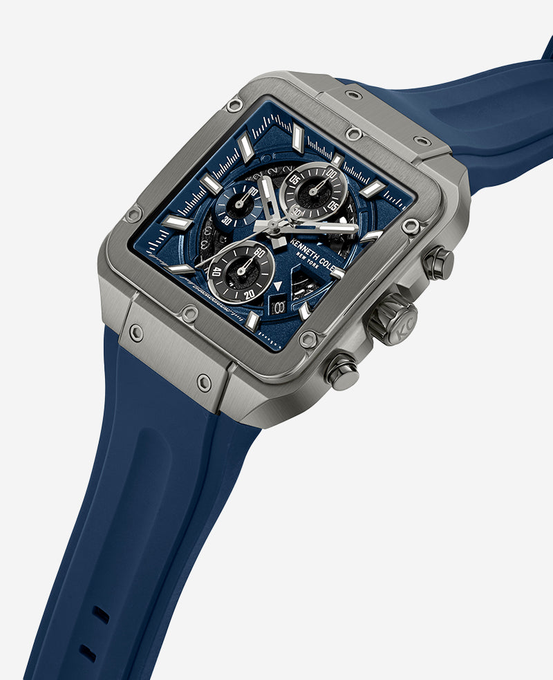 Kenneth Cole Reaction Watches Skeleton Automatic orologio blu in silicone
