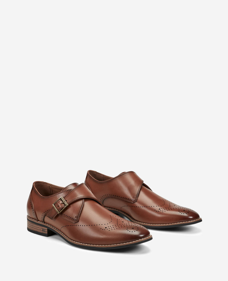 Kenneth Cole Reaction Shoes REACTION Cheer Brogue Single Monk Strap scarpe monk strap tan