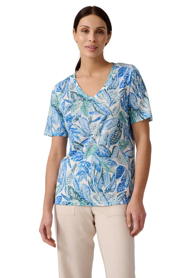 Damart Prêt-à-porter maglietta in maglia divorata donna verde scollo a V