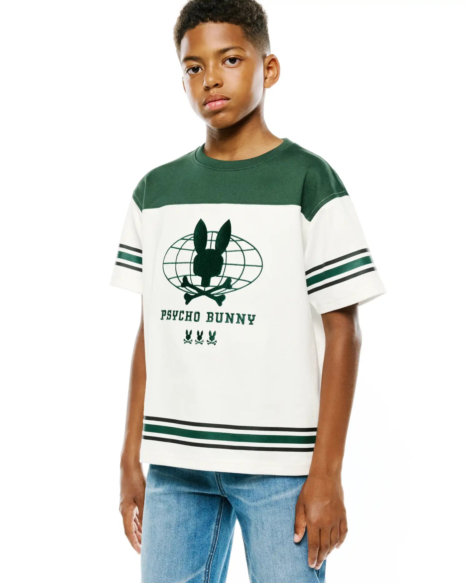 Psycho Bunny Kids Tees Mike Graphic Jersey Tee maglietta verde