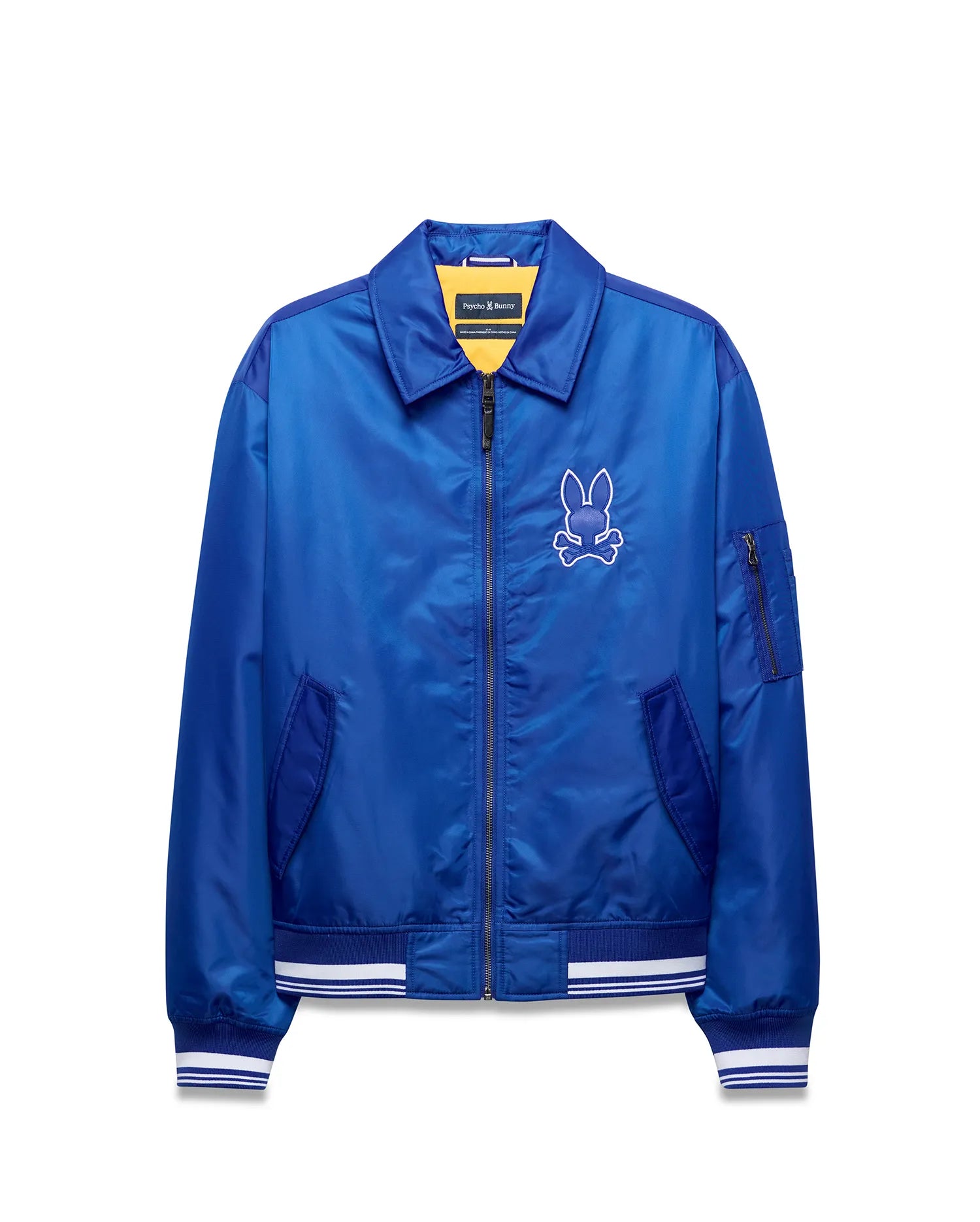 Psycho Bunny Jackets Men's Nathaniel Satin Coach Jacket MO1100068 giacca blu in raso