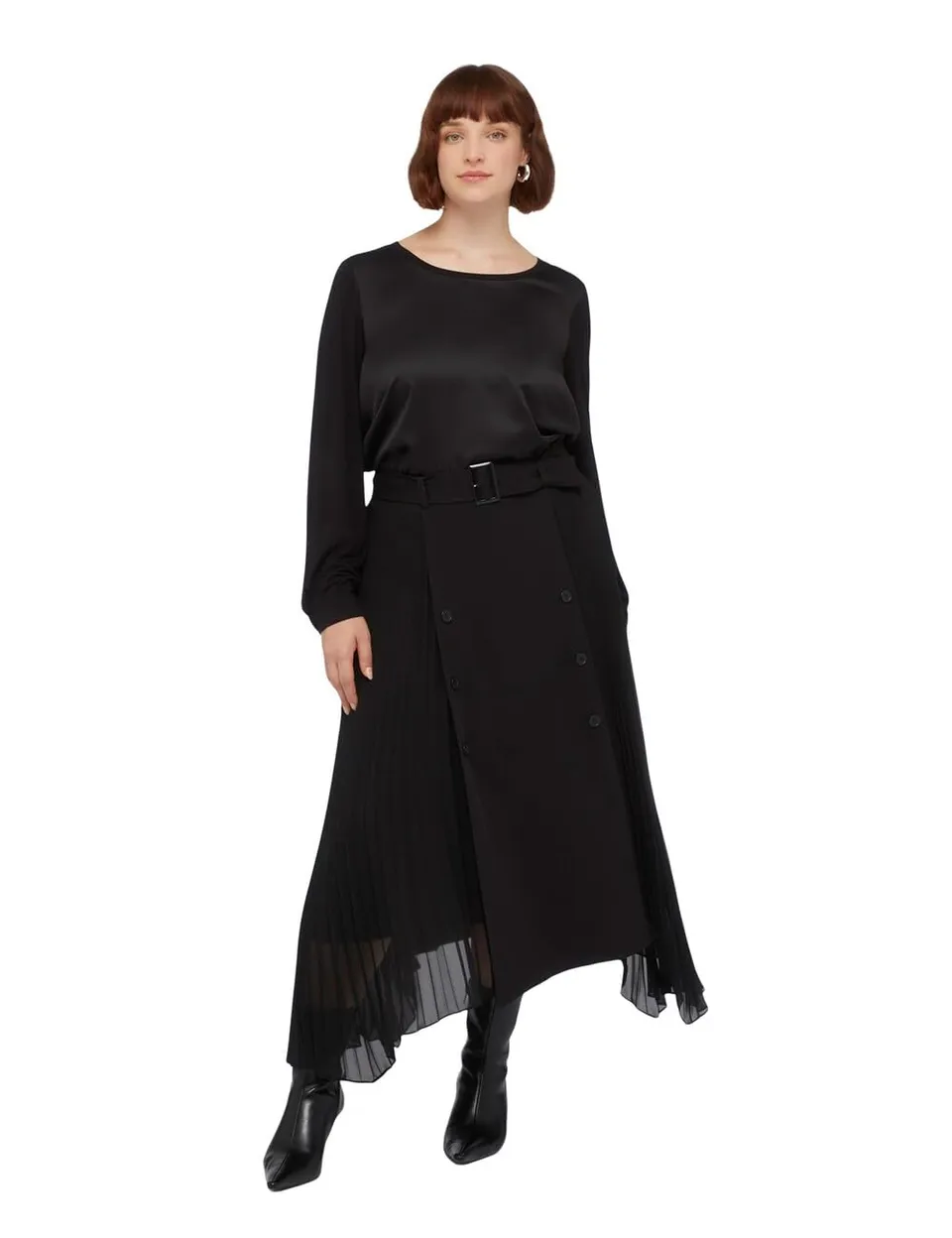 Fiorella Rubino Top e t-shirt T-Shirt Maniche Lunghe in Due Tessuti L Plus